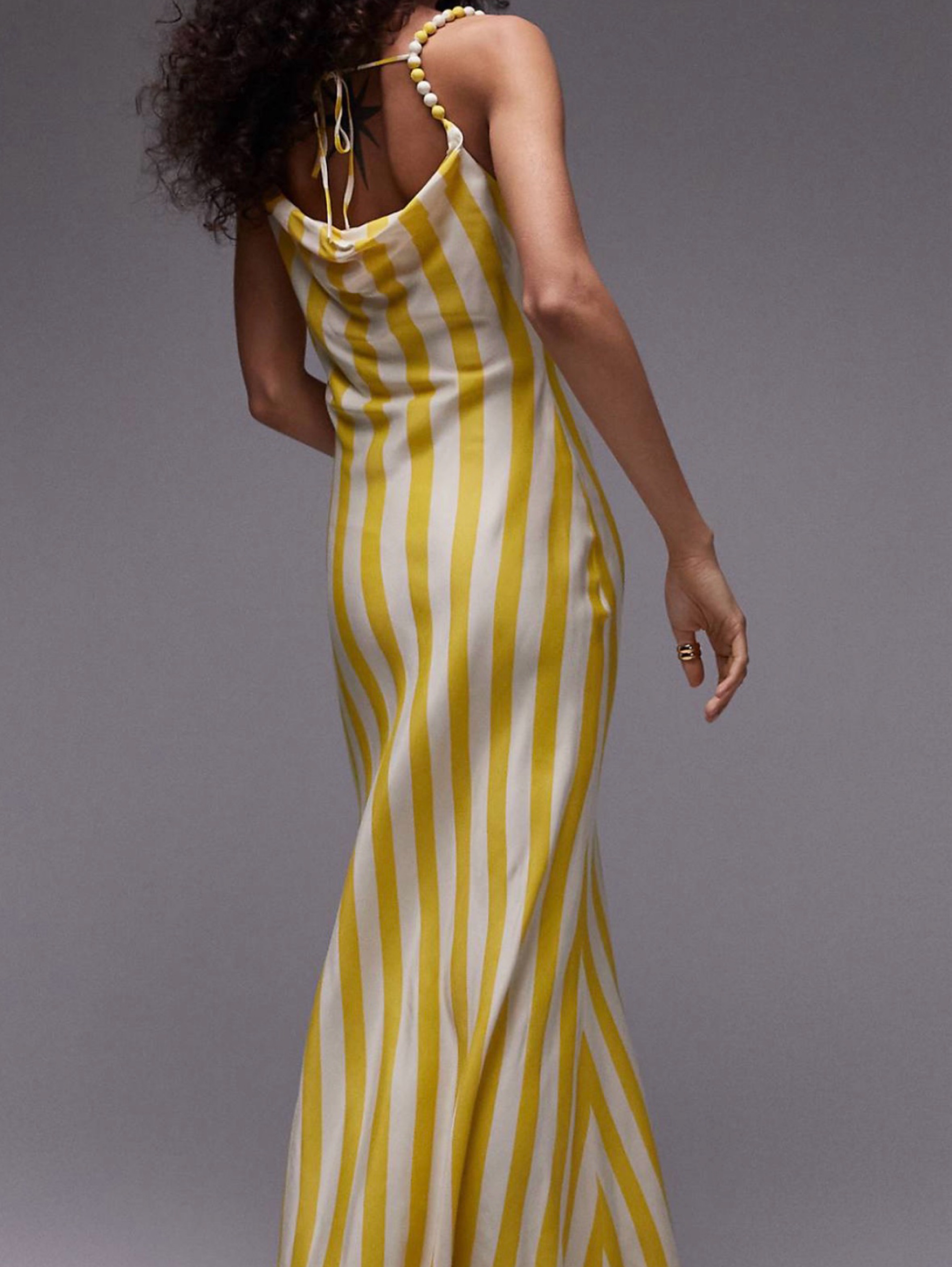 yellow and white striped maxi dress English Factory