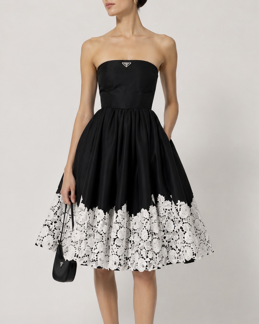 prada black lace dress $7,750 Prada Black Lace Midi Dress by Prada