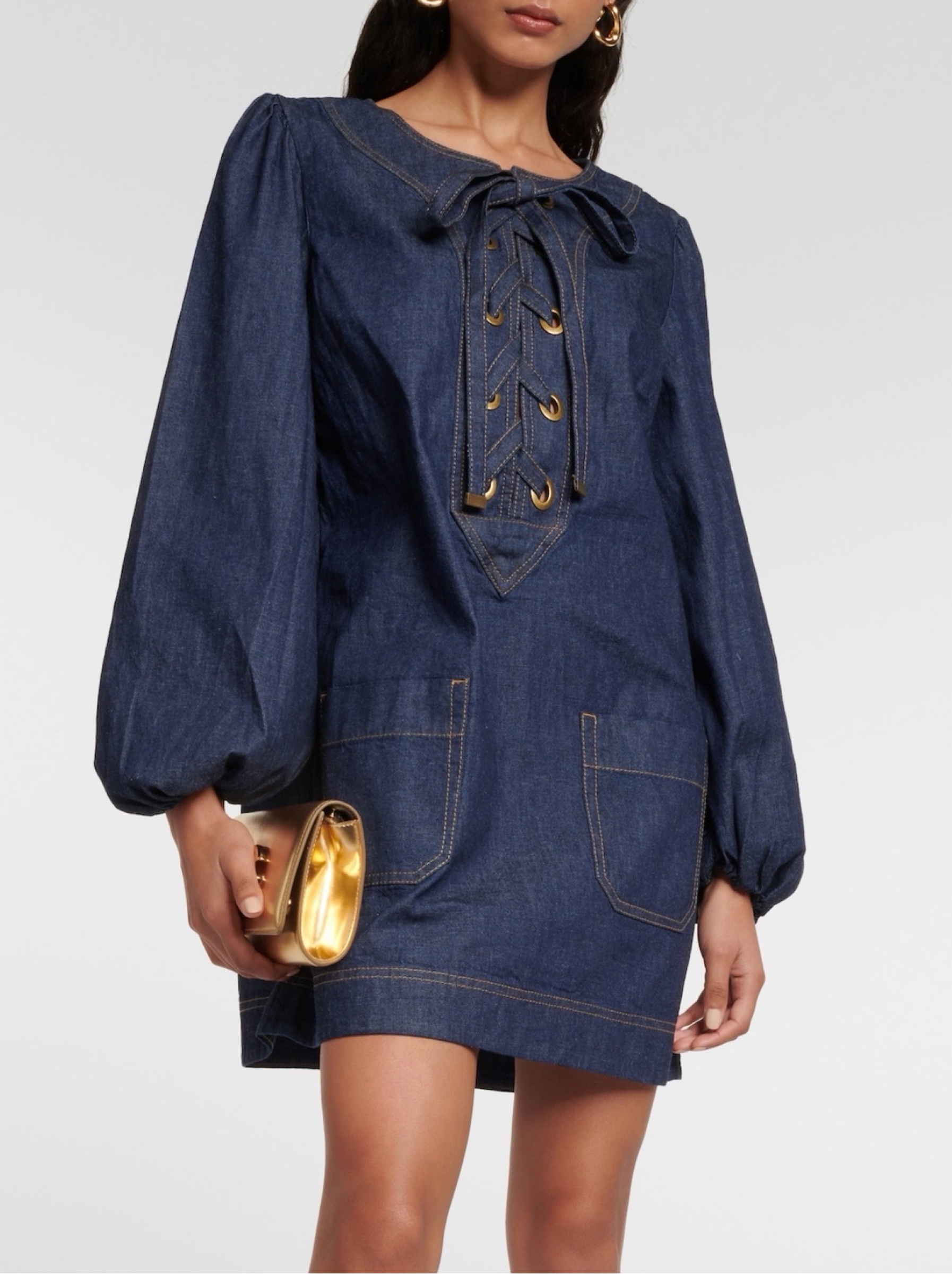 Zimmermann Devi Lace Up Denim Mini Dress by ZIMMERMANN
