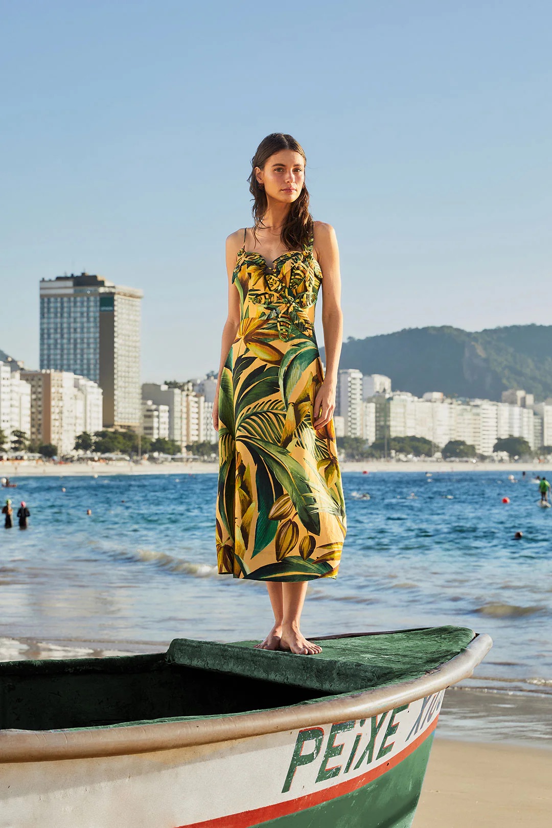 $690 Farm Rio Bananart Tropical Floral Midi Dress by Farm Rio - Pickle