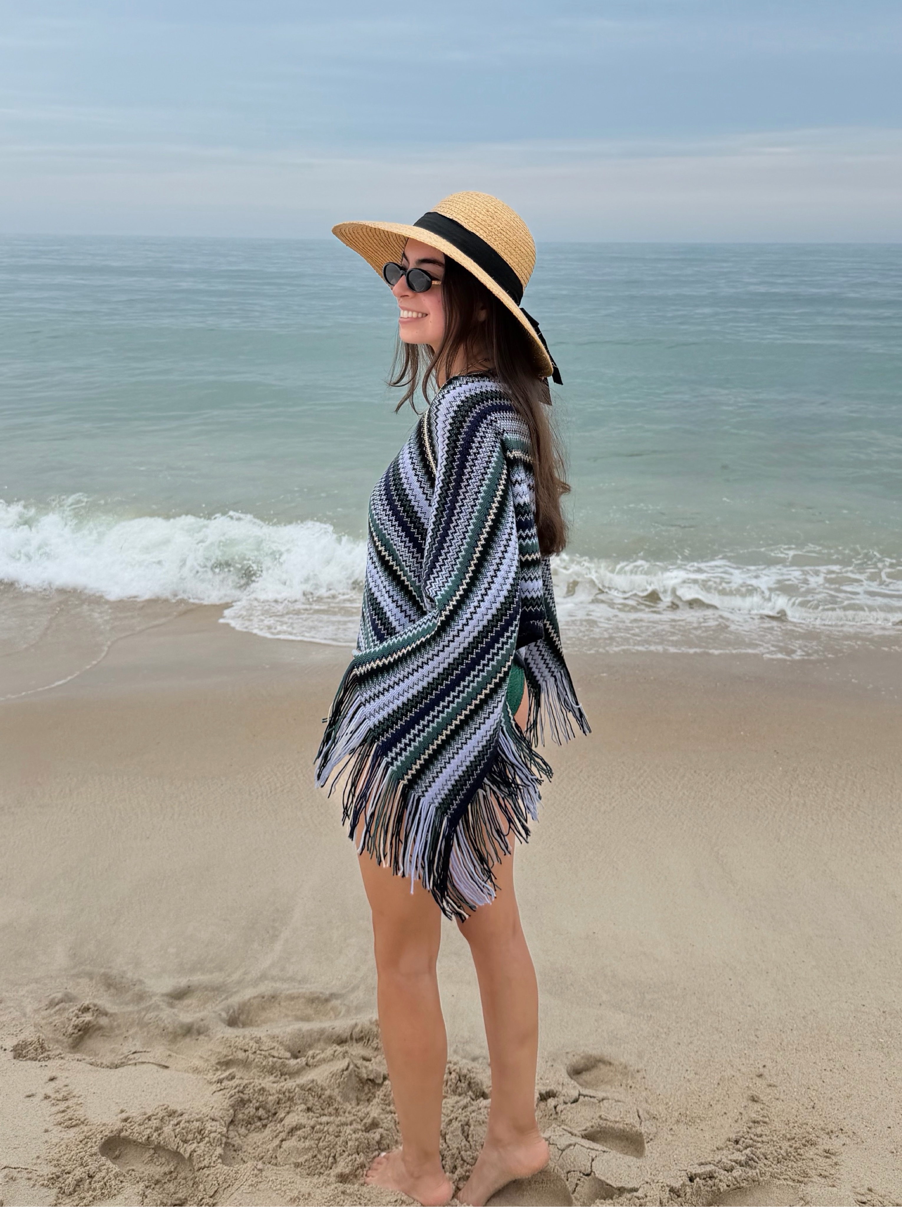 $430 Missoni Blue Fringe Wool Poncho by Missoni - Pickle