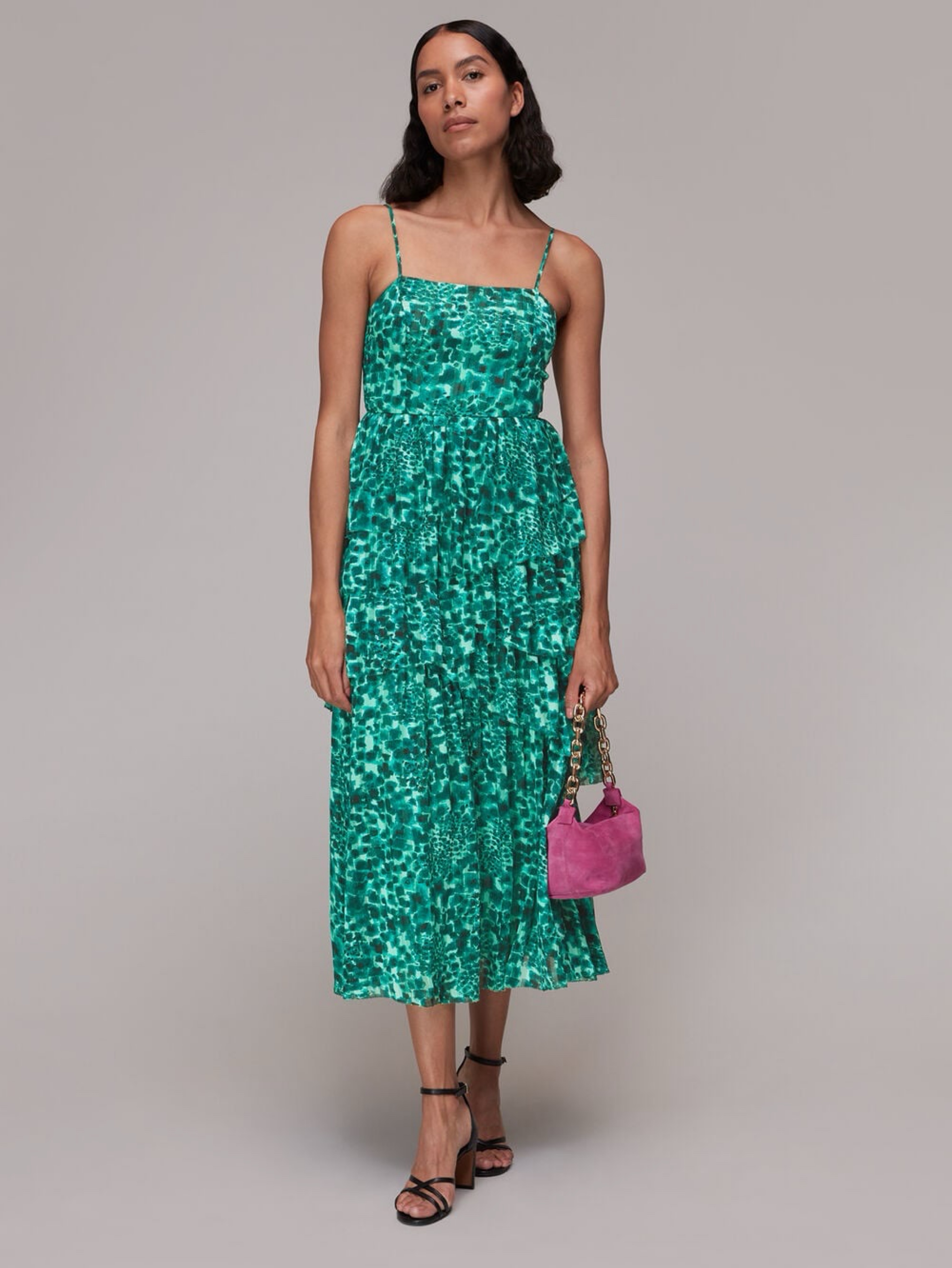 whistles green dress Green/Multi Romantic Floral Print Dress | WHISTLES