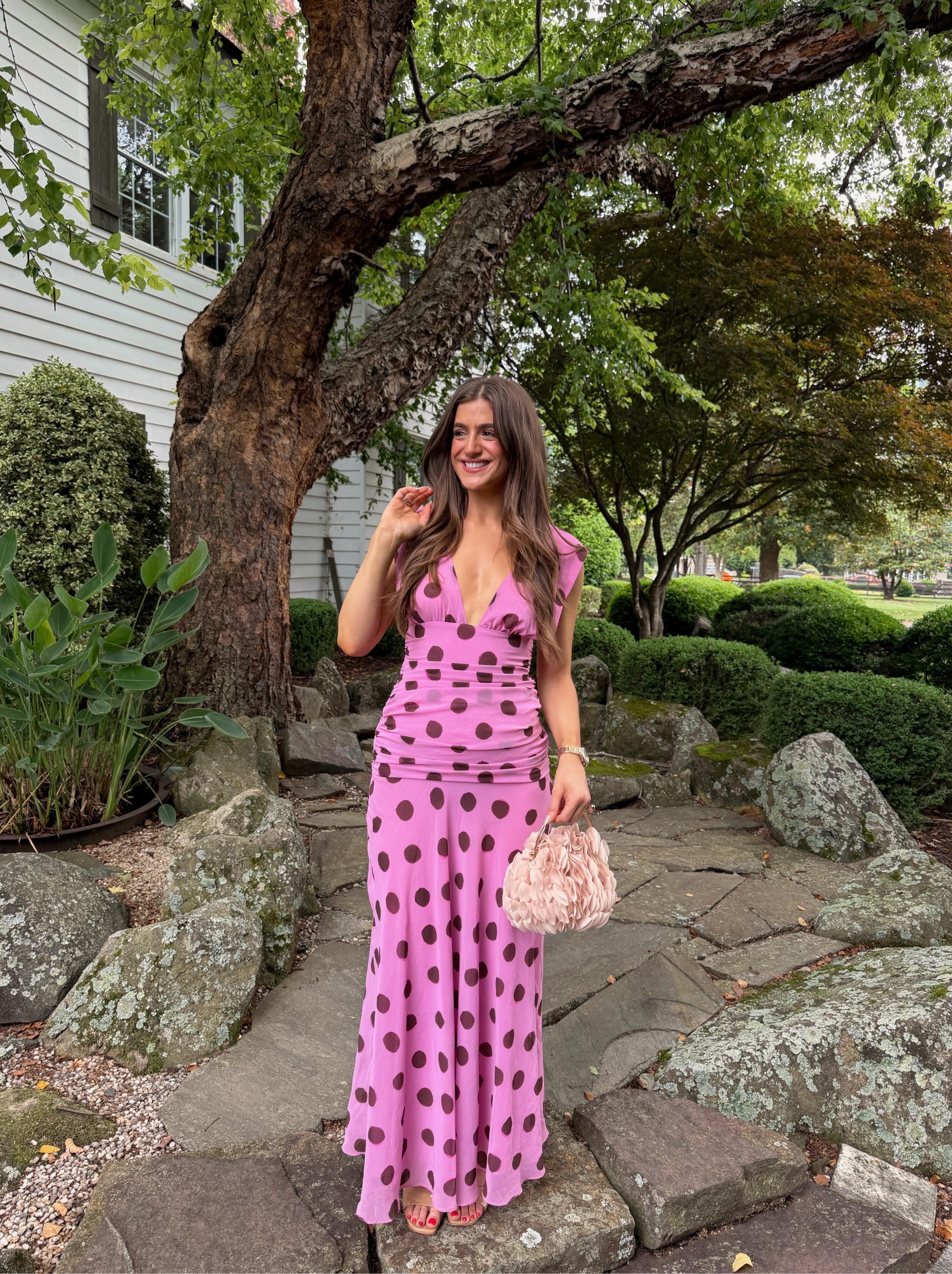 zara pink polka dot dress The Viral Zara Pink & Brown Polka Dot Dress Available now to book Size Small/8