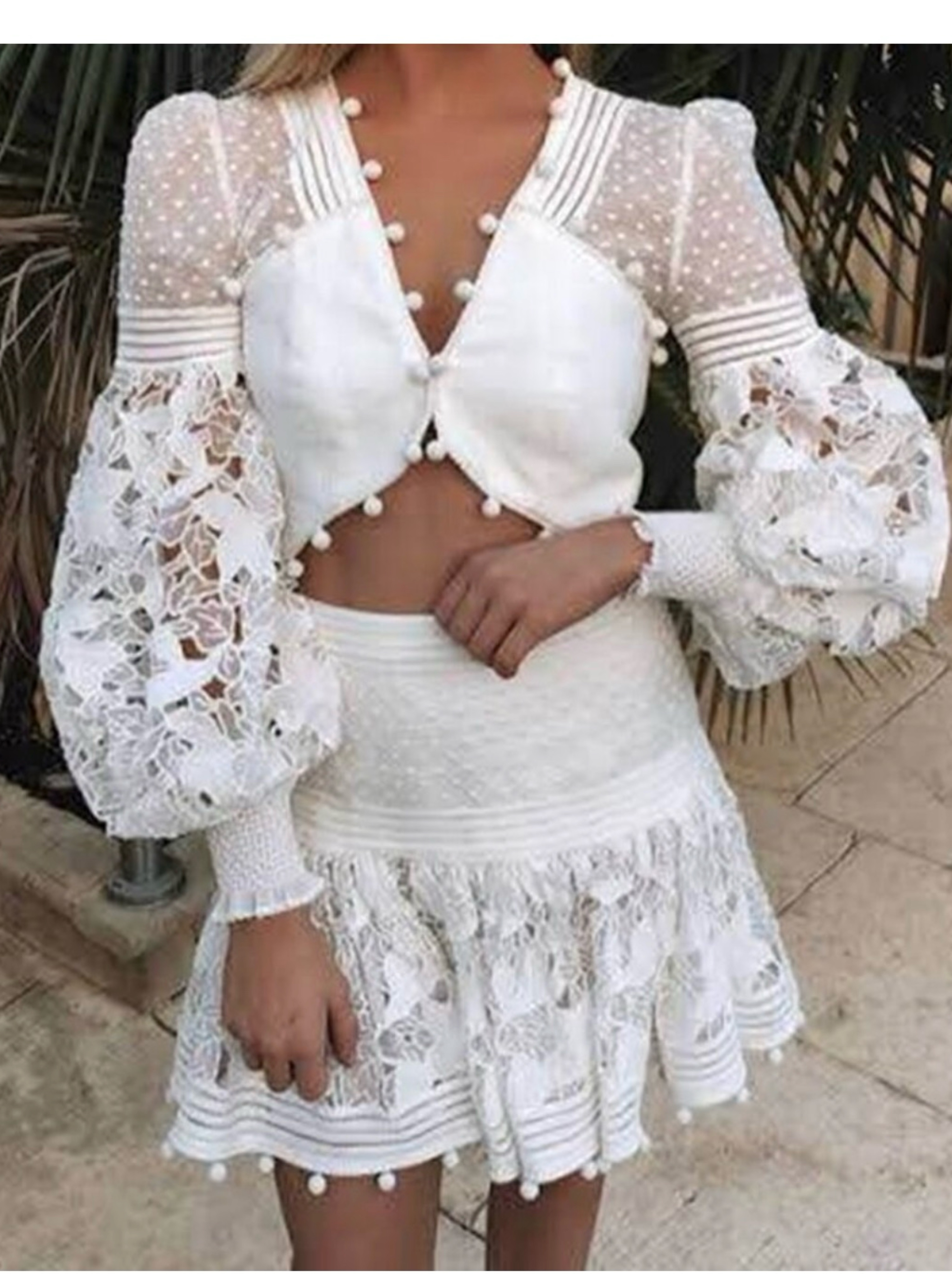 Zimmermann Corsage guipure lace skirt and top