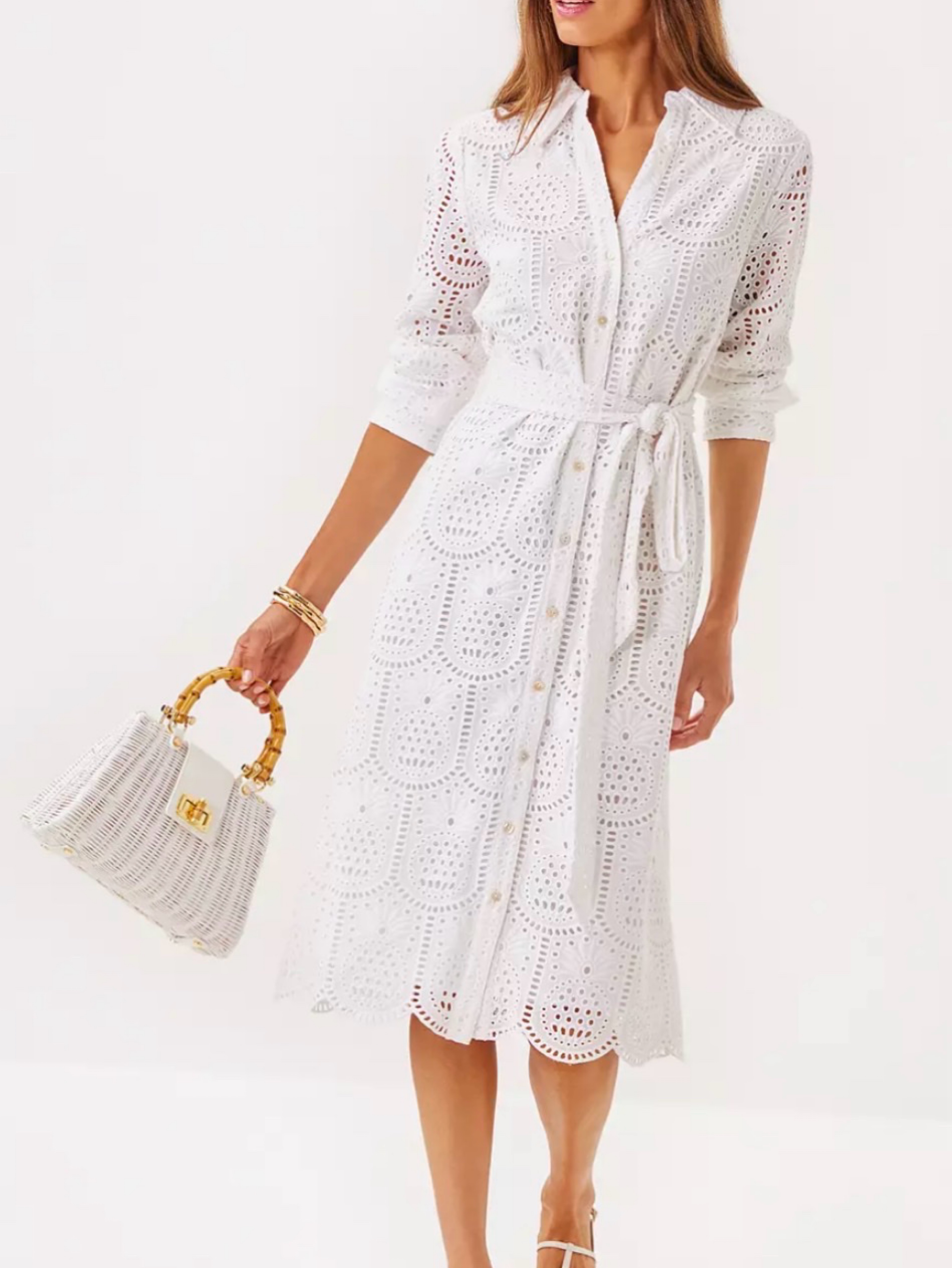 Lilly Pulitzer Mialynn Midi Eyelet Shirt Dress