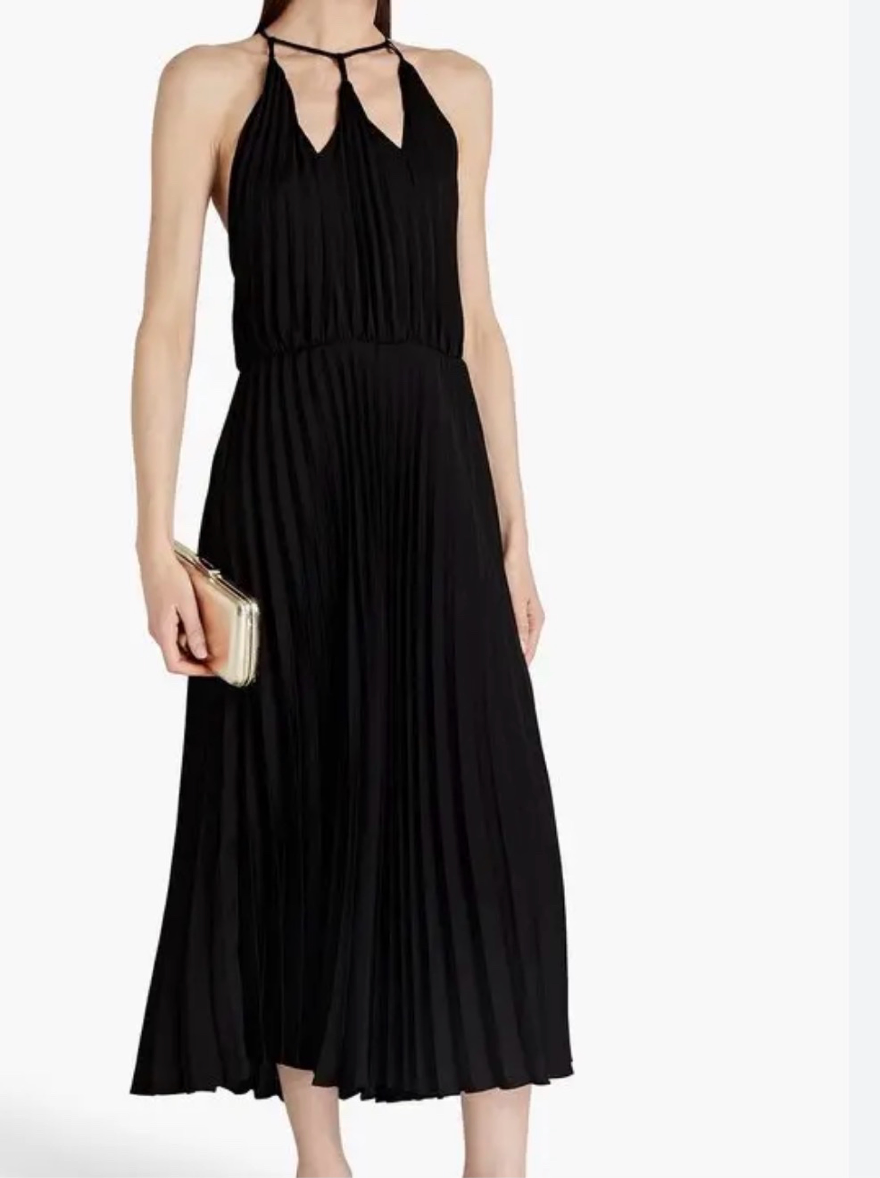 sandro black pleated dress Paradis Pleated-Hem Mini Dress