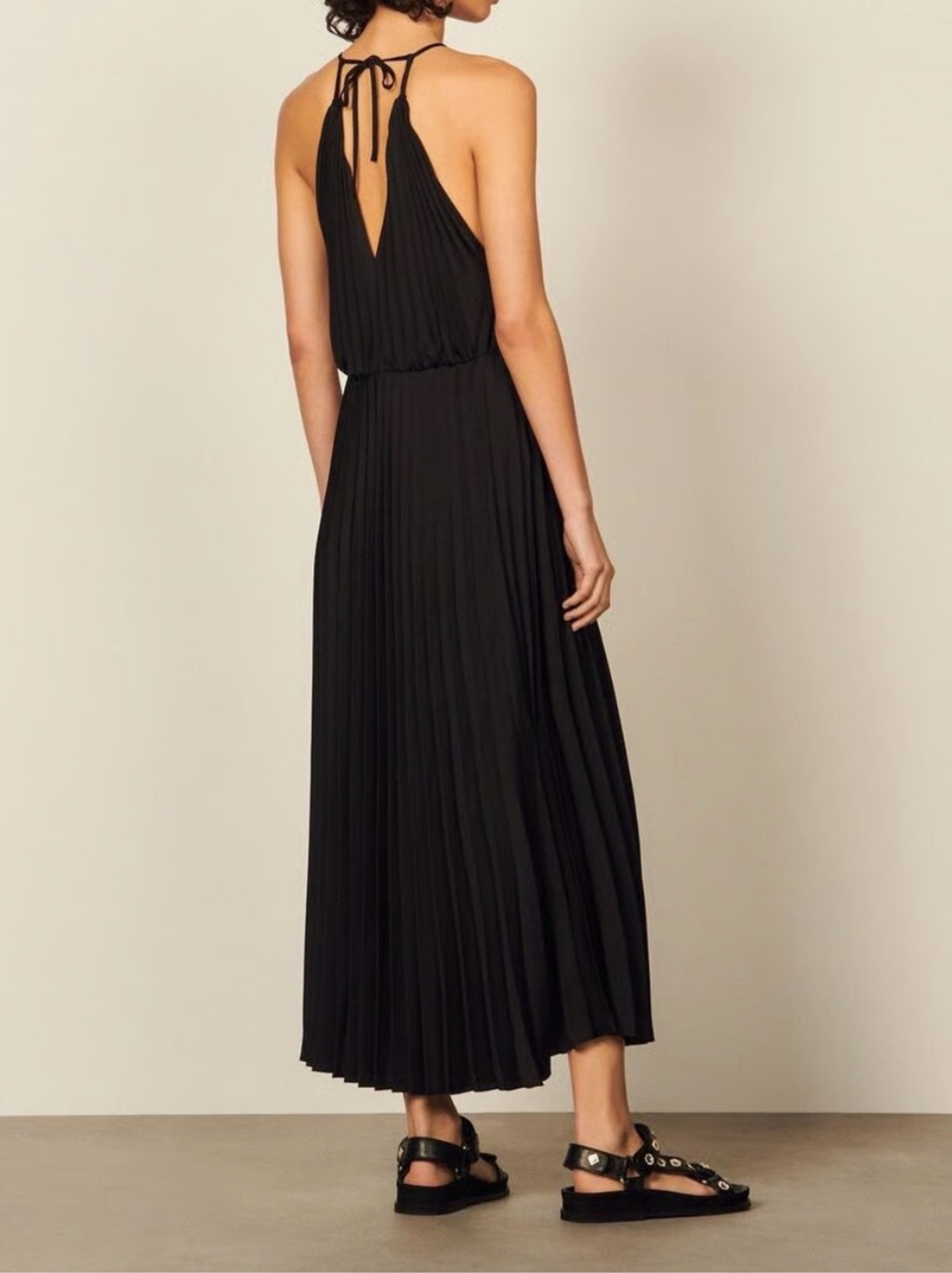 sandro pleated maxi dress Pleated maxi dress white / beige For Women