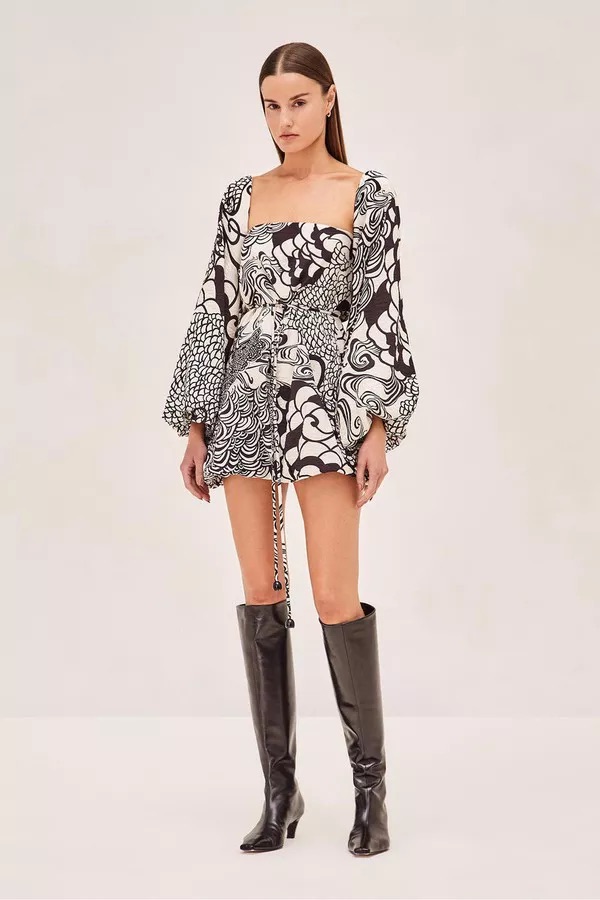 alexis black and white dress Alexis Zilez Dress In White/blaak