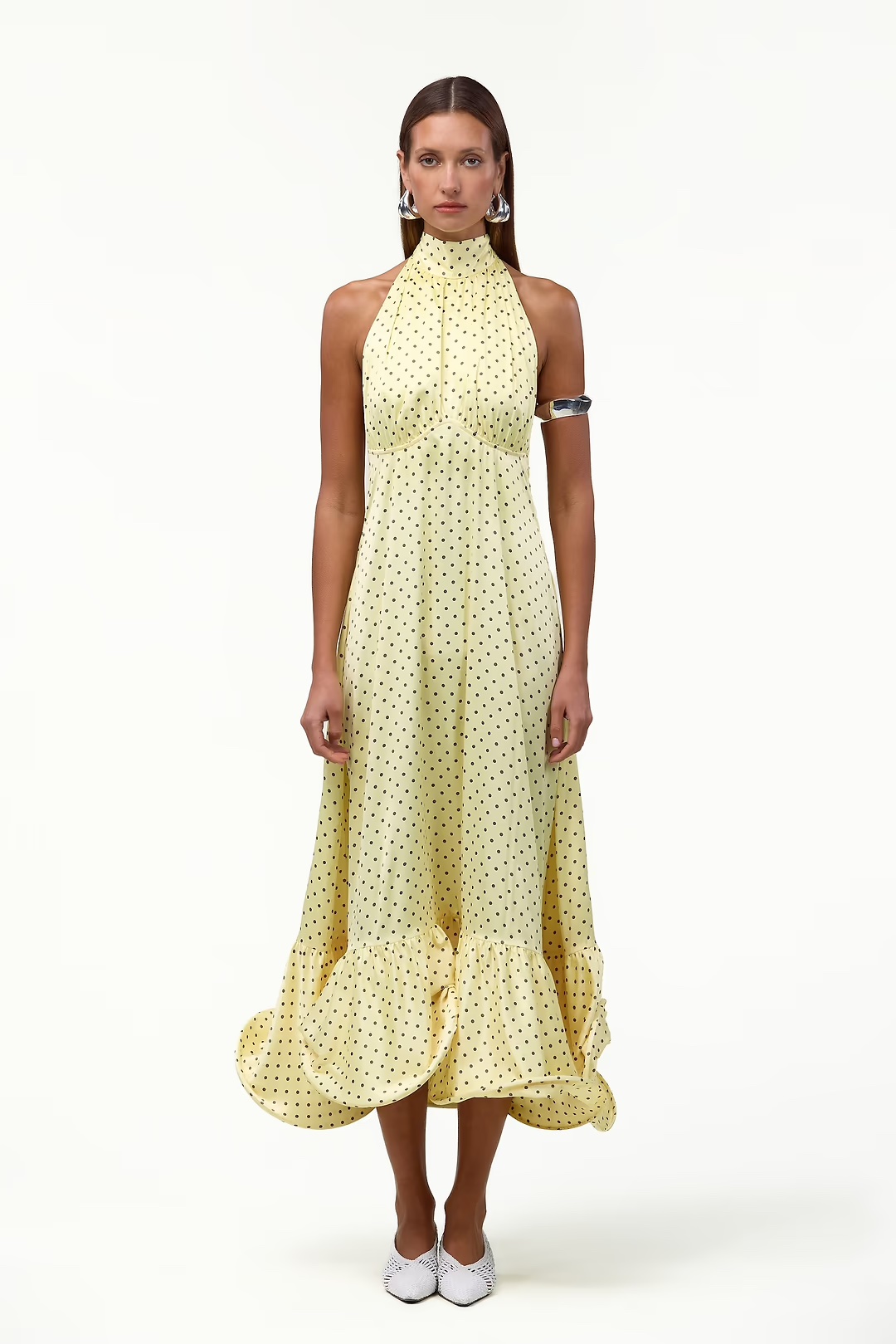SAME Halter flounce midi dress