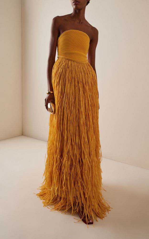 Aje Florentia Raffia Fringe Maxi Dress