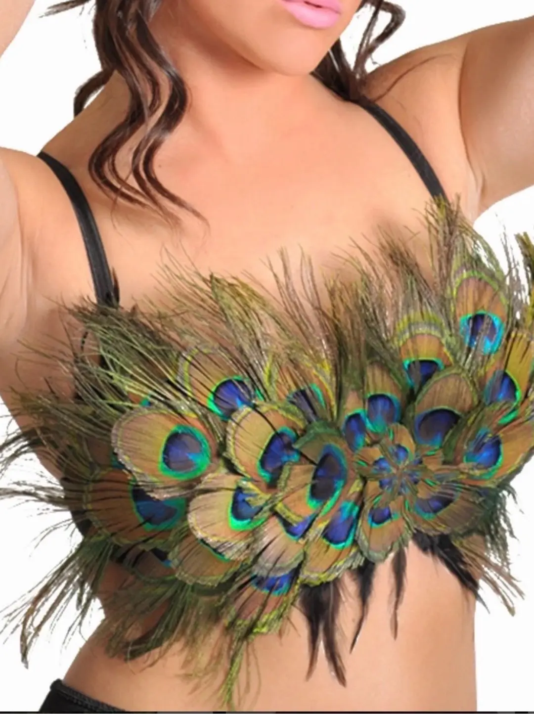 Vintage - Unknown Blue Peacock feather bra 🦚, photo 2 of 2