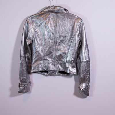 NEW Paige Ashby Metallic Genuine Leather Full Zip Motorcycle