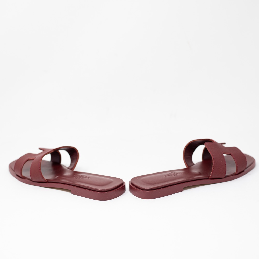 Hermes Women's Oran Genuine Leather H Logo Open Toe Flat Sandals