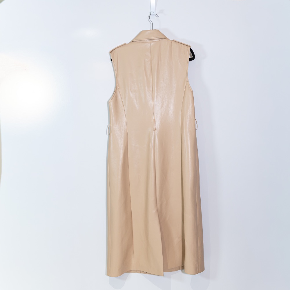 Alice And Olivia Conan Faux Vegan Leather Long Vest Jacket Dress
