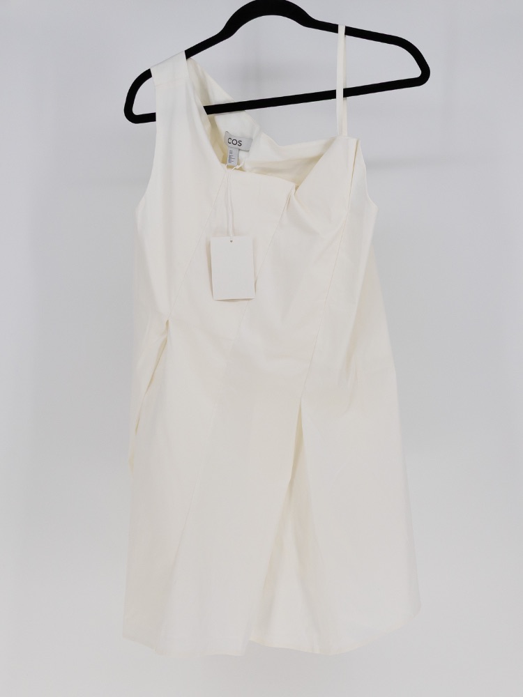 cos asymmetric knitted wrap dress NEW Women's Cotton Poplin Strap Mini White 12 by COS Mermaid