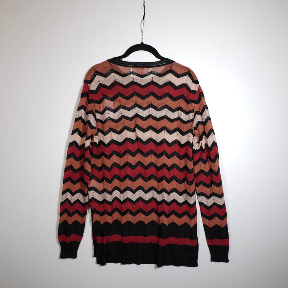 NEW Missoni Wool Cotton Blend Knit Stretch ZigZag Stitched Crew