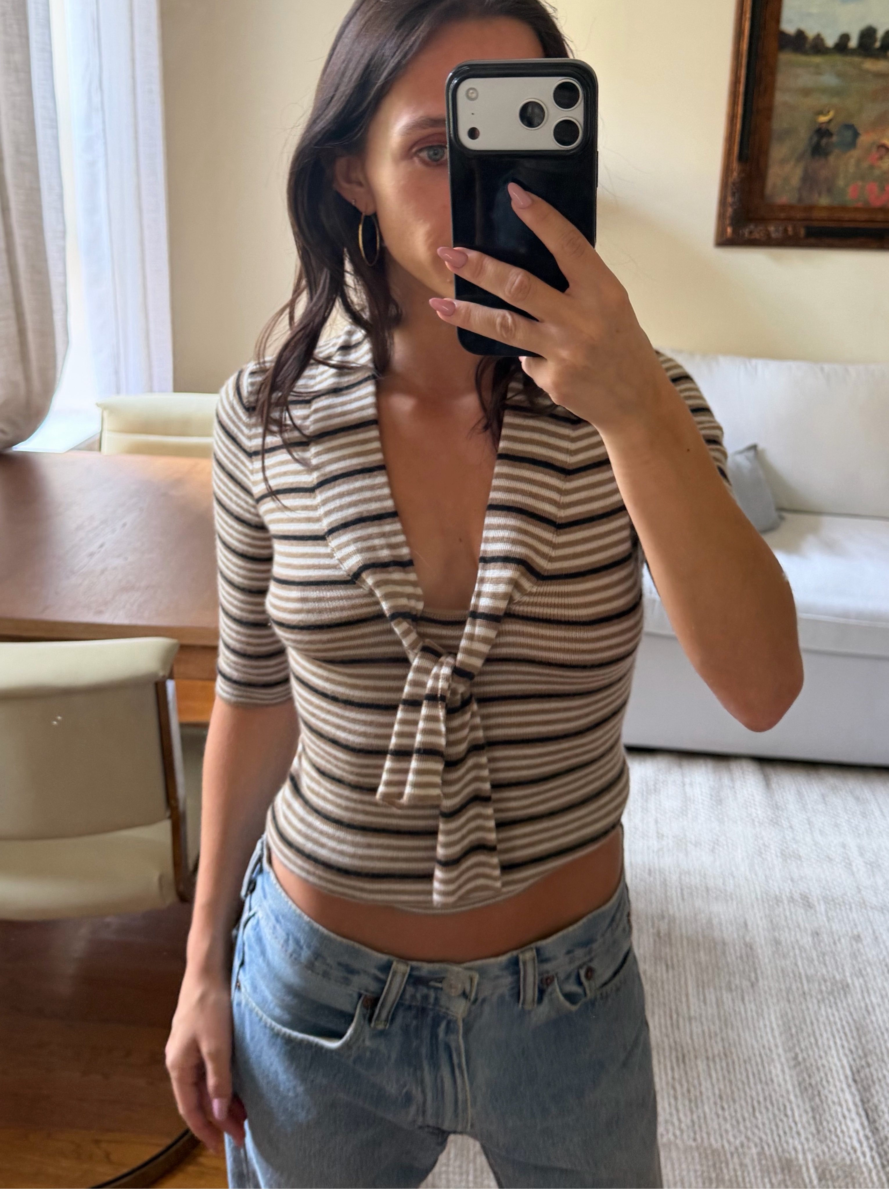 Prada Cashmere Tie Front Top