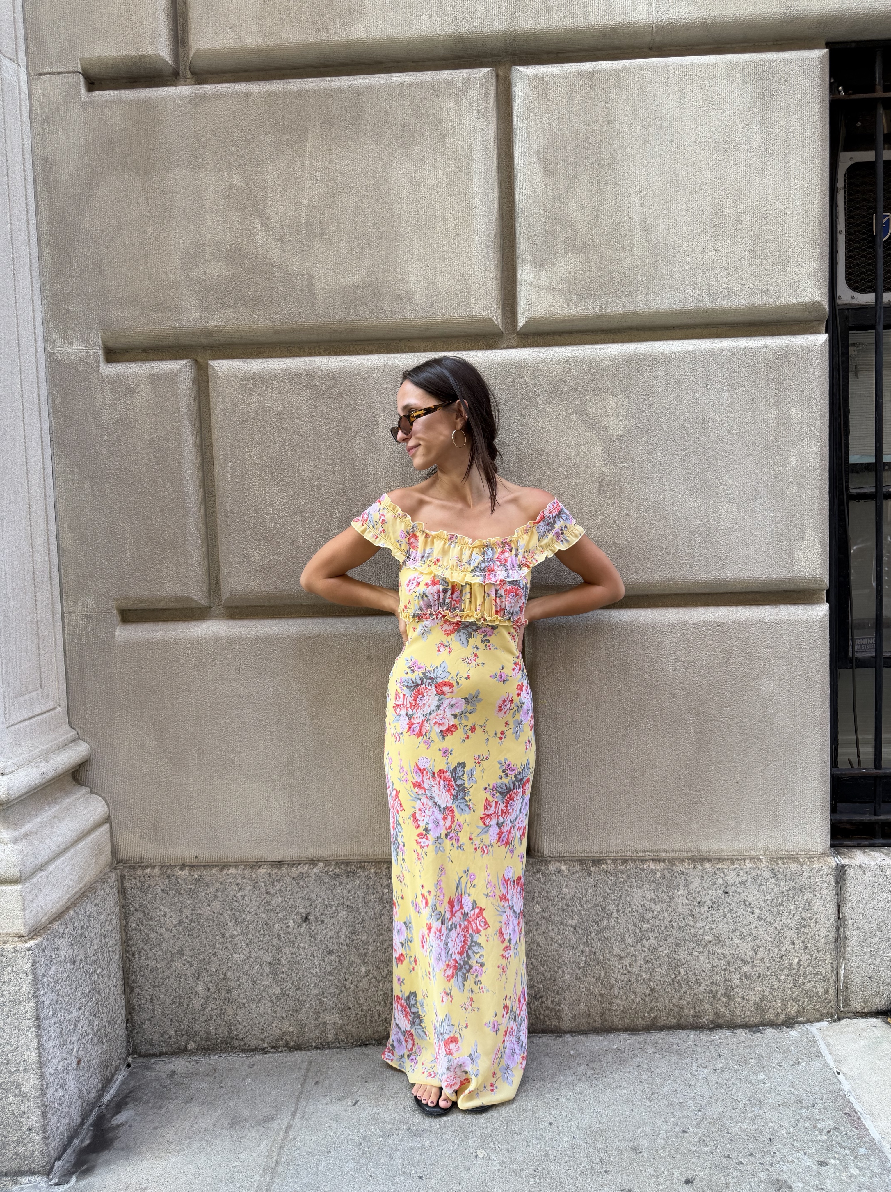 Vintage Yellow Floral Gown