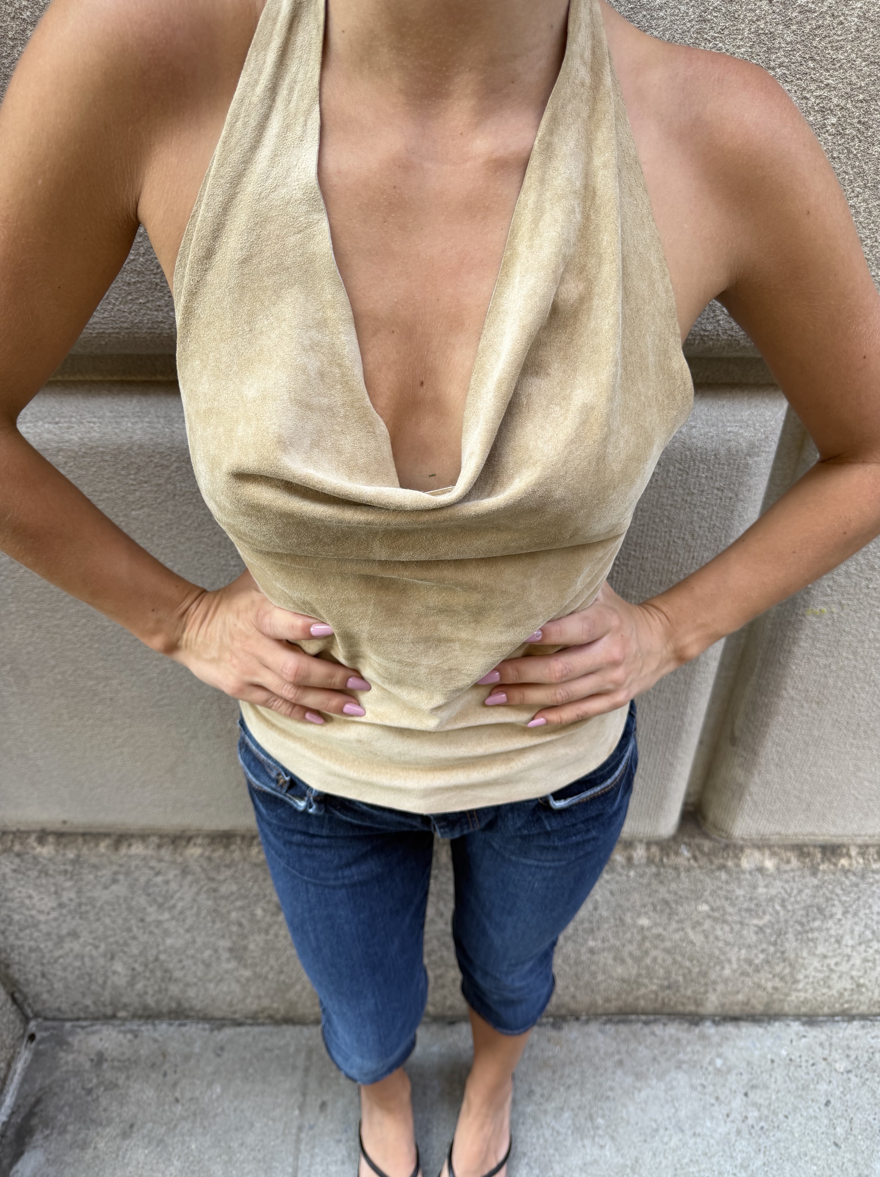 Y2K 100% Suede Halter Top