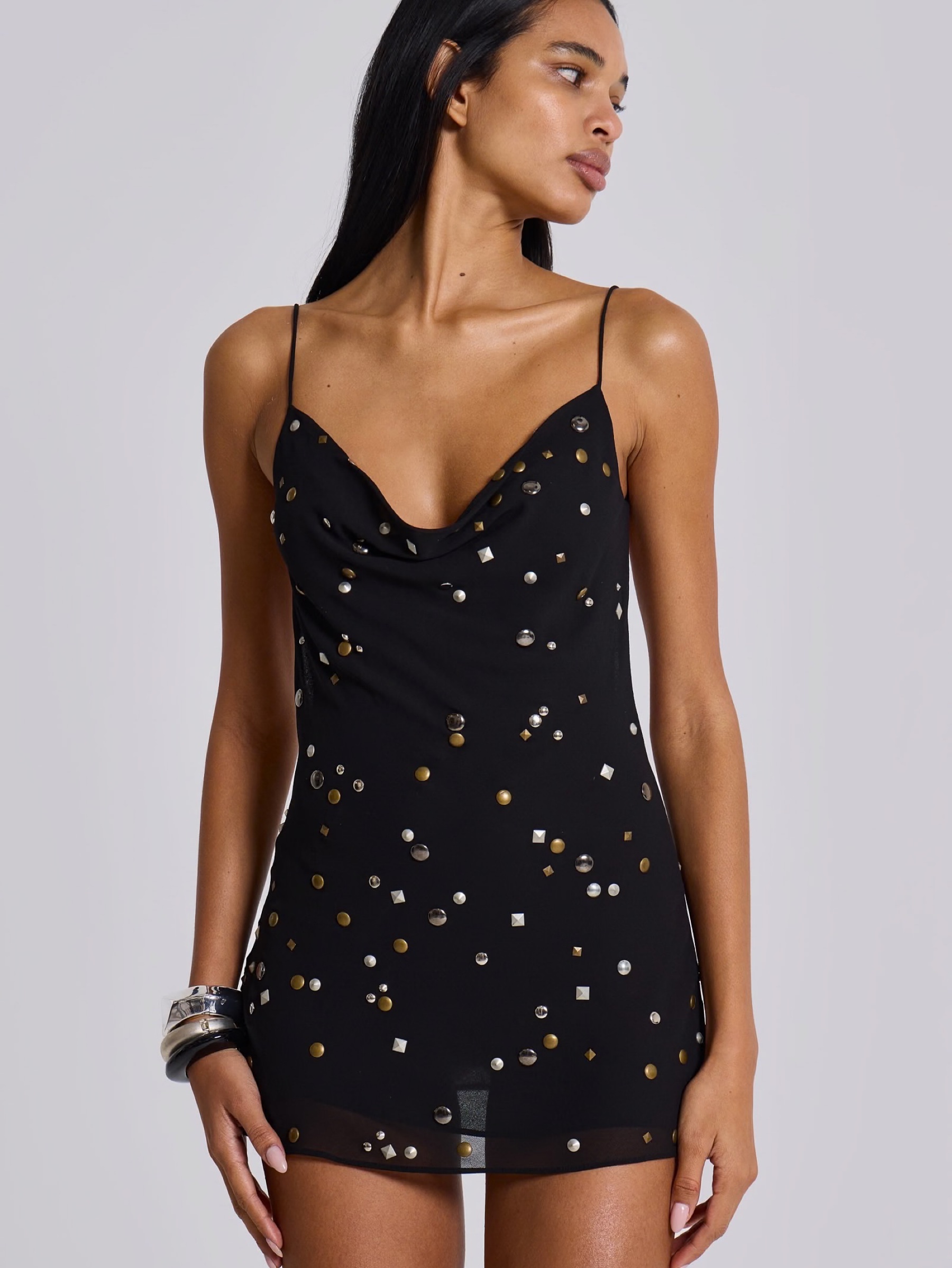 jaded london black mini dress Studded Mirage by Jaded London Mixed lace dress