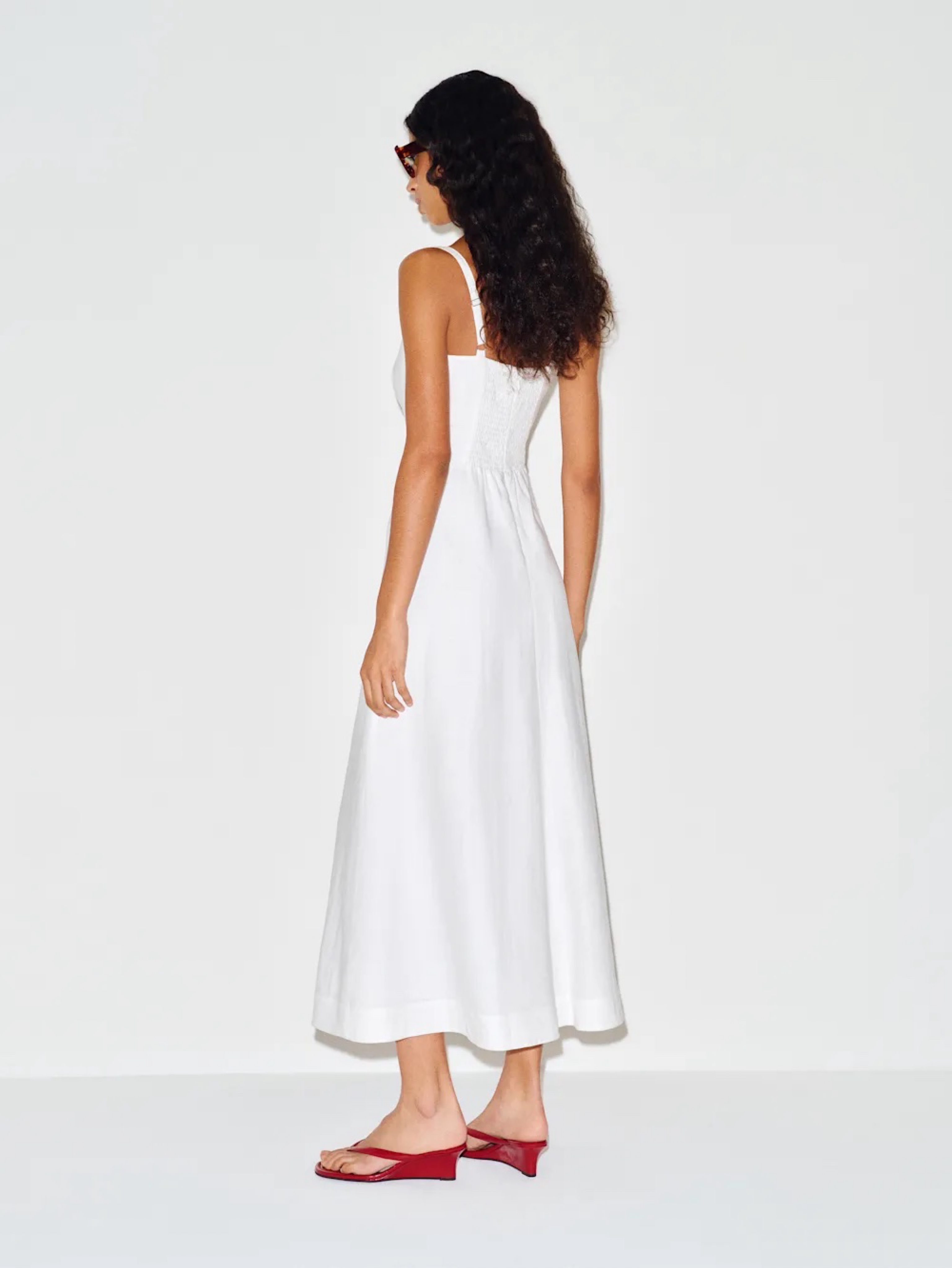 reformation white linen midi dress Reformation Sabine Linen Midi Dress - White by Reformation