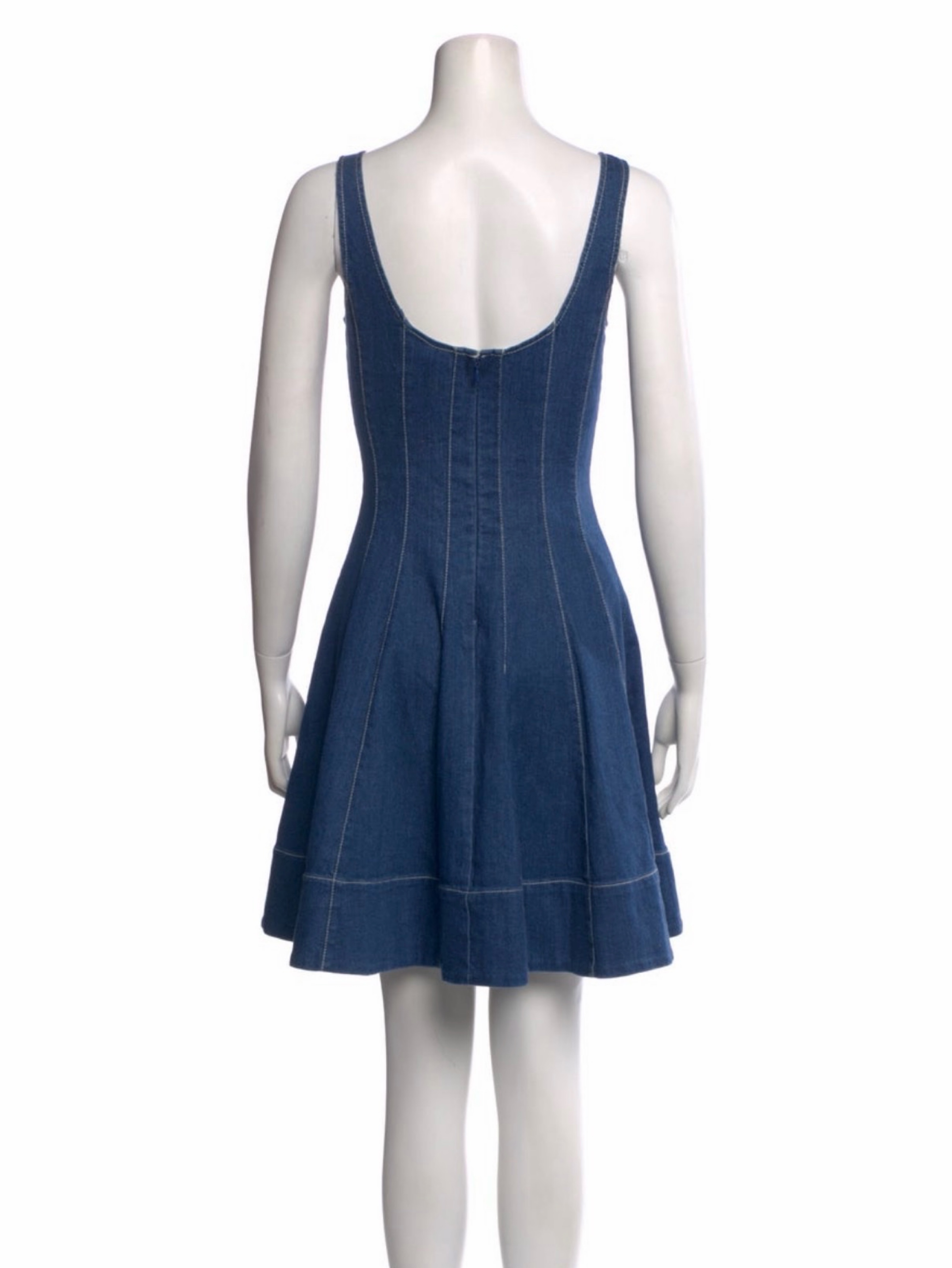 staud denim mini dress Leone linen-blend denim minidress in blue - Staud
