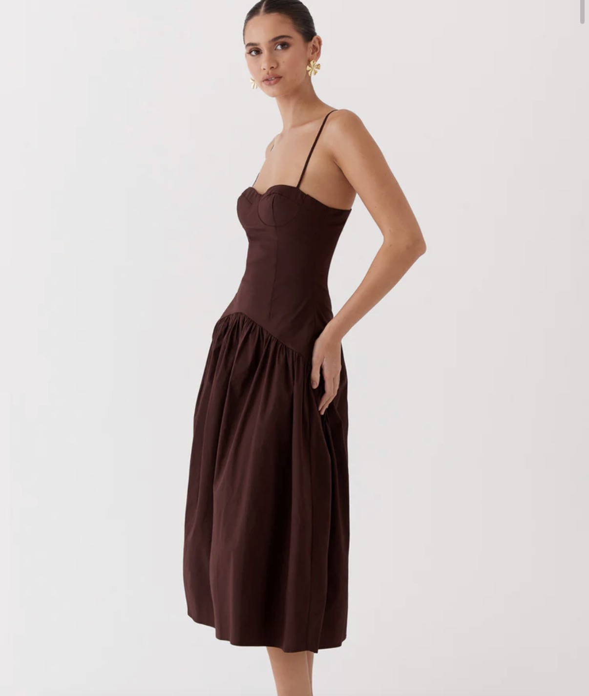 Brown Drop-Waist Midi Dress by Peppermayo - Pickle