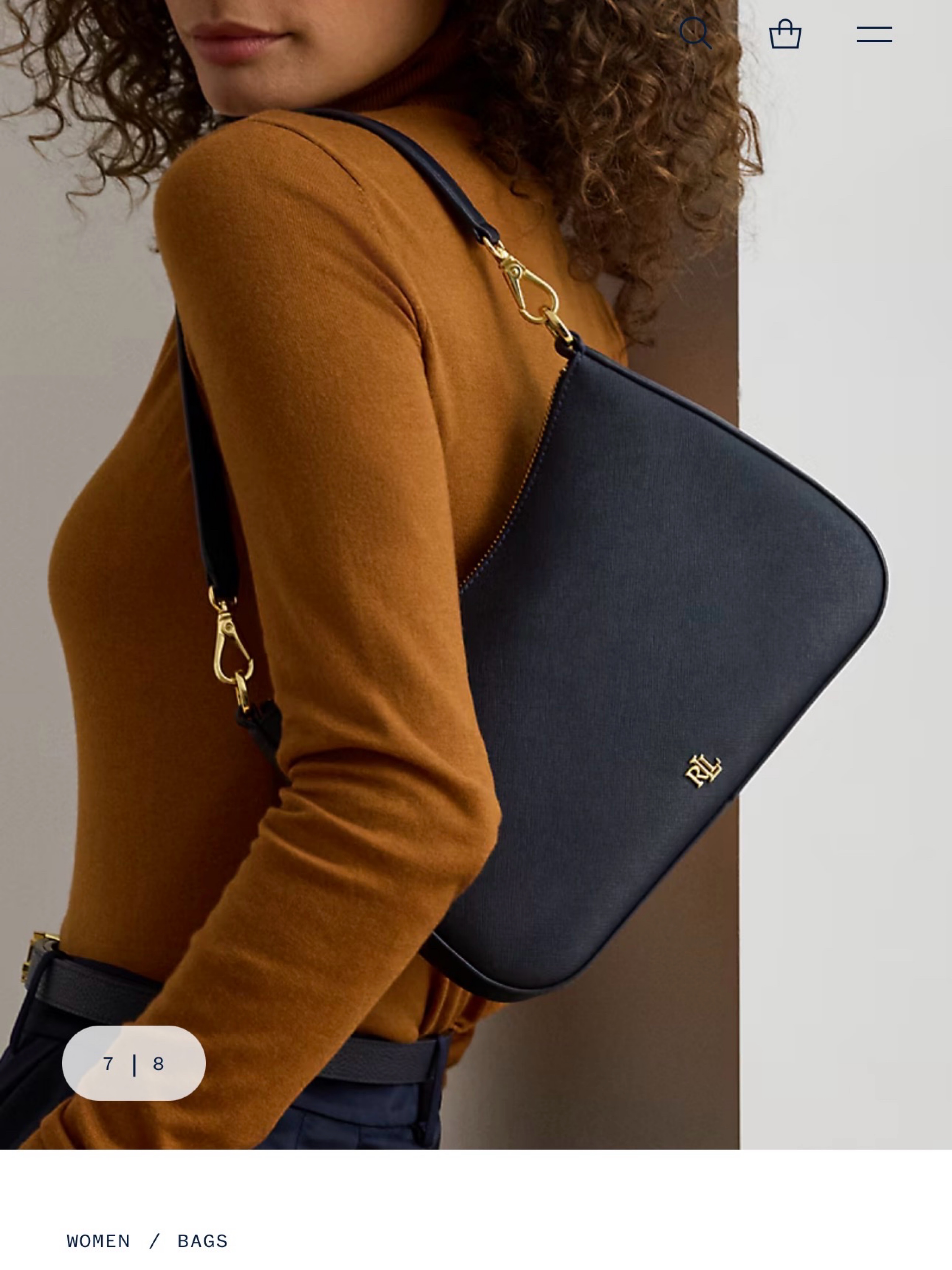 Ralph Lauren crosshatch leather medium Danni bag in refined navy