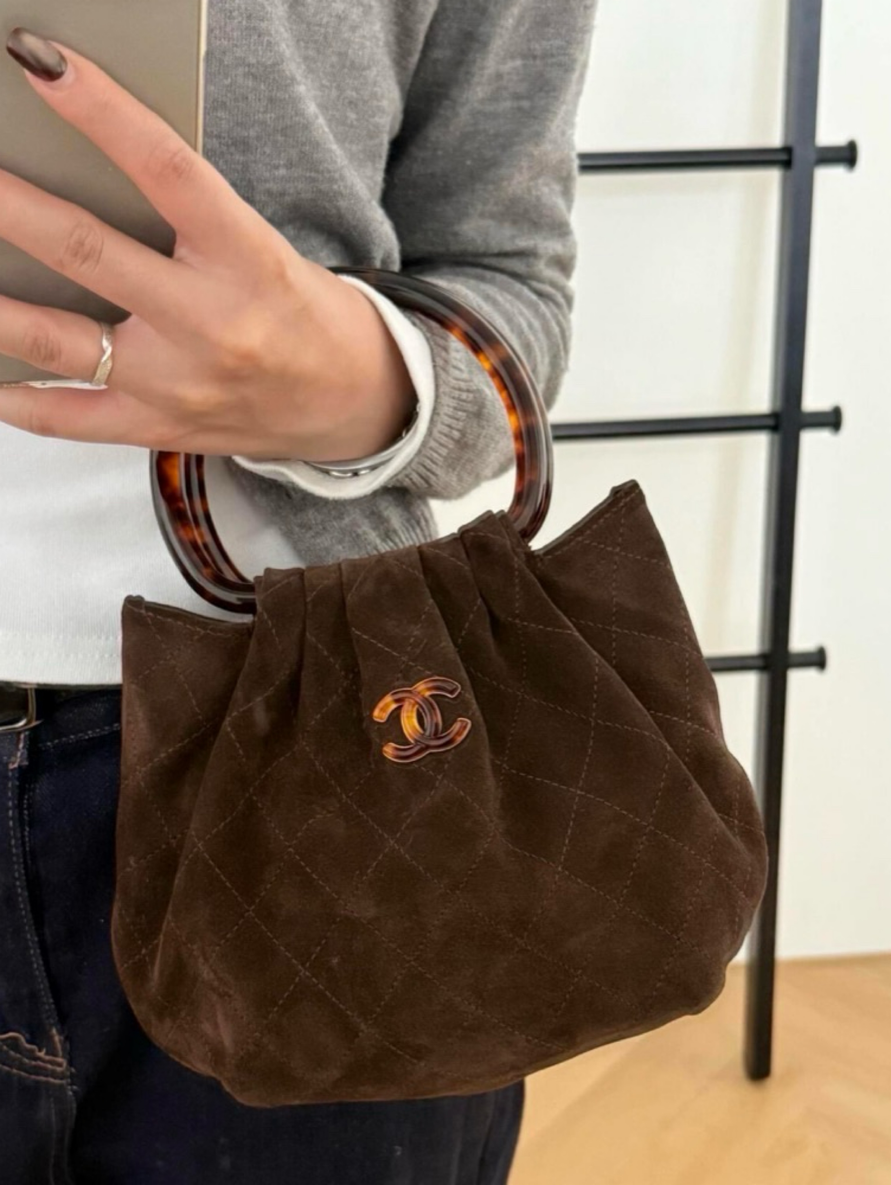 Chanel 26 Suede Brown Top Handle Bag by Chanel | Pickle