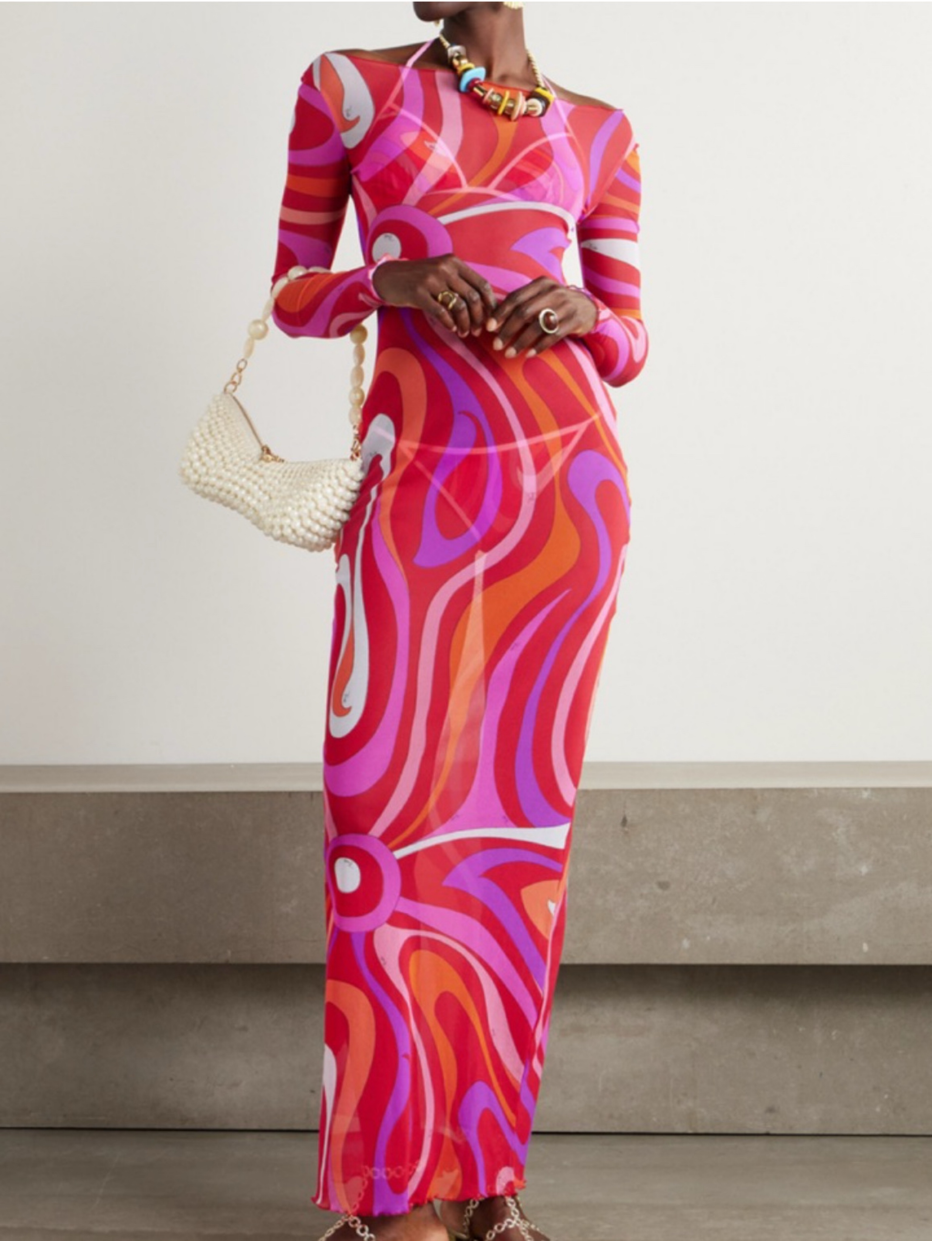 sheer pucci dress Orchidee sheer maxi dress in blue - Pucci