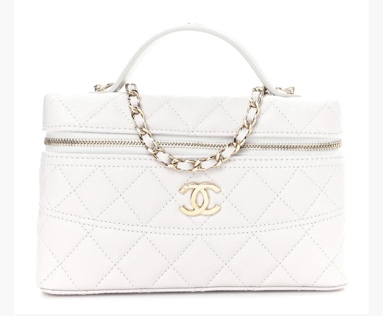 Chanel White Quilted slim vanity top handle by Chanel - Pickle