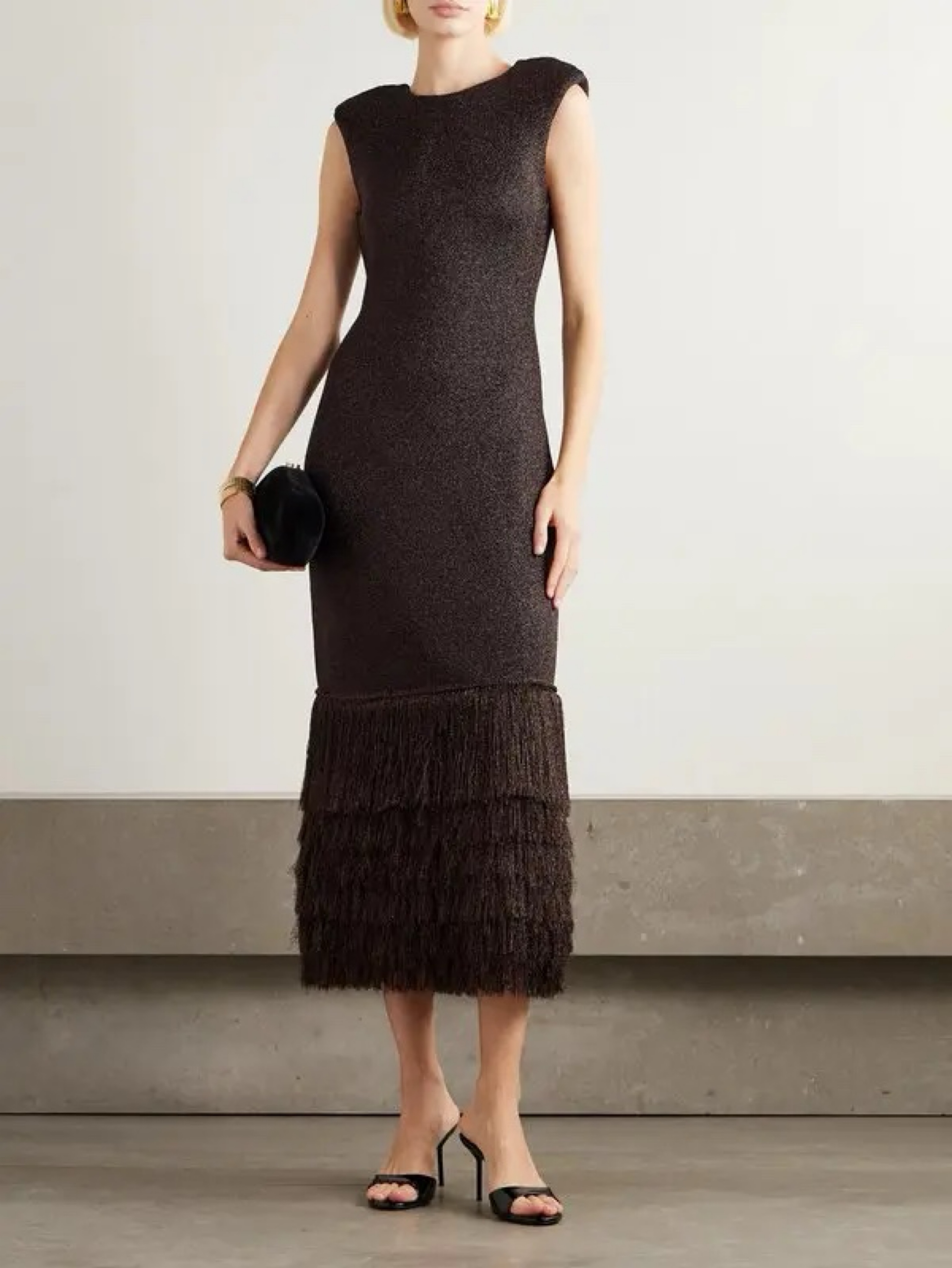 Aje Breeze Knit Midi Dress - Chocolate, Size Large/8 US