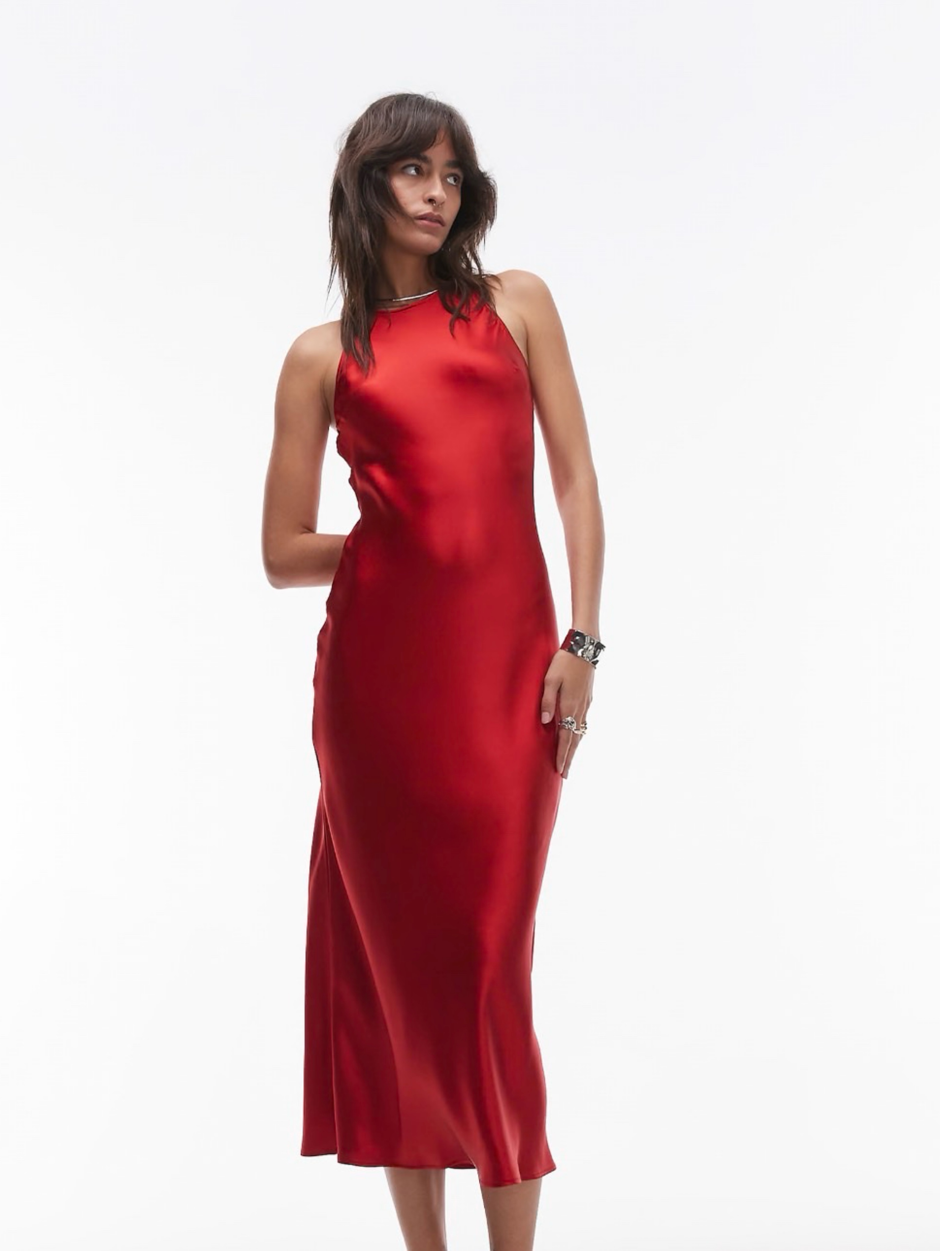 & Other Stories Sleeveless Satin Midi Dress