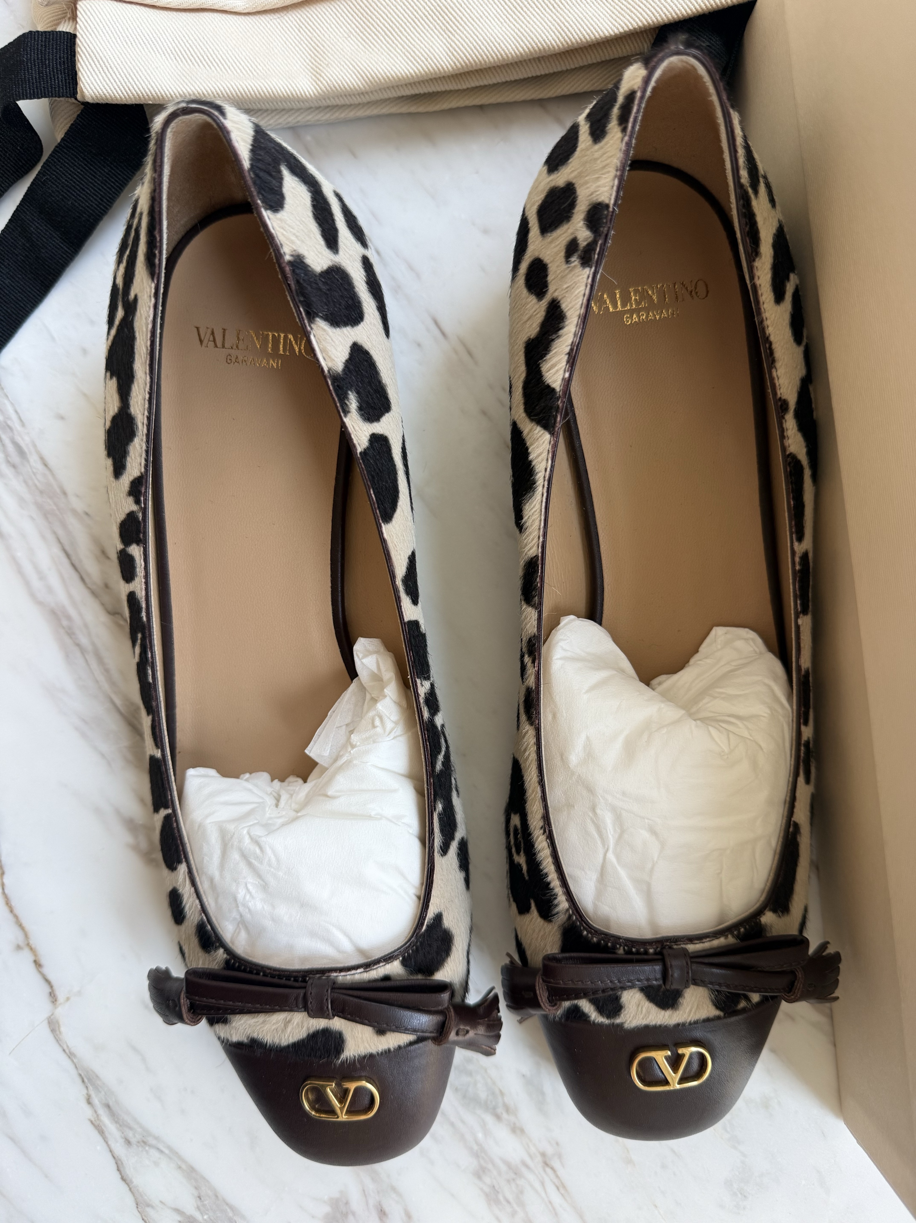 Valentino Valet Du Roi 25MM Ballerinas in Pony-Effect Calfskin