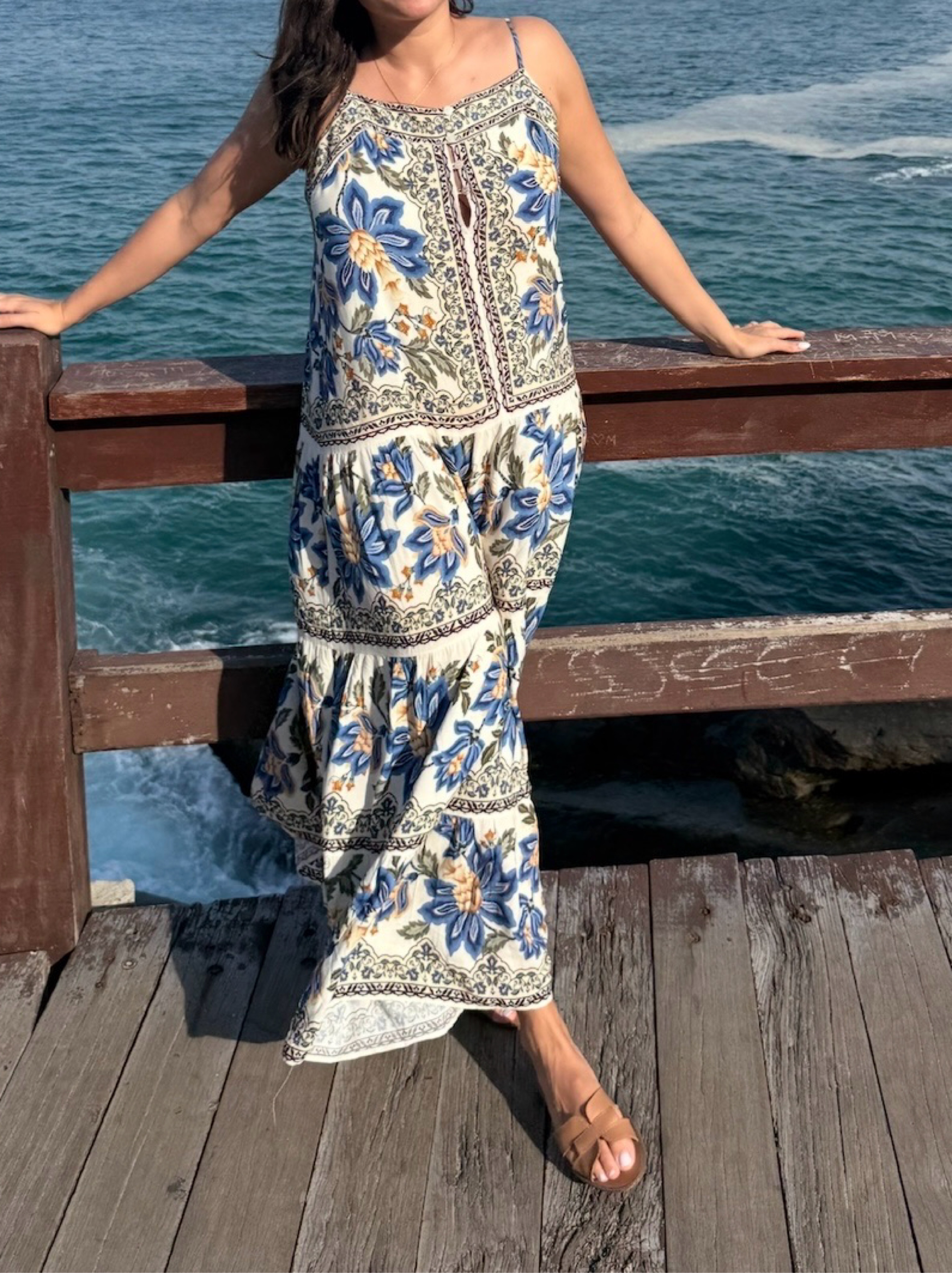 Farm Rio Floral Print Tiered Maxi Dress