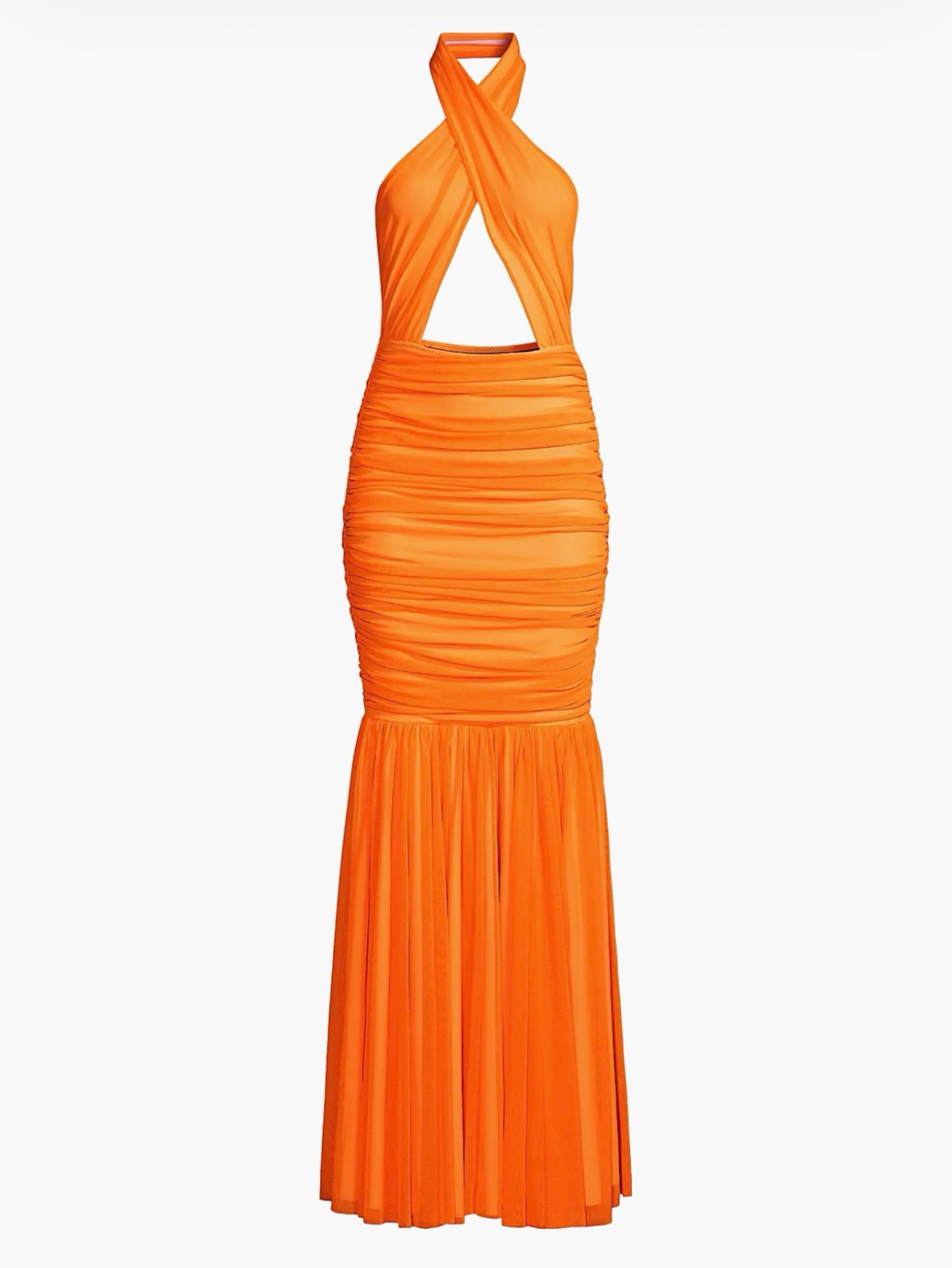 Orange norma kamali fish tail gown