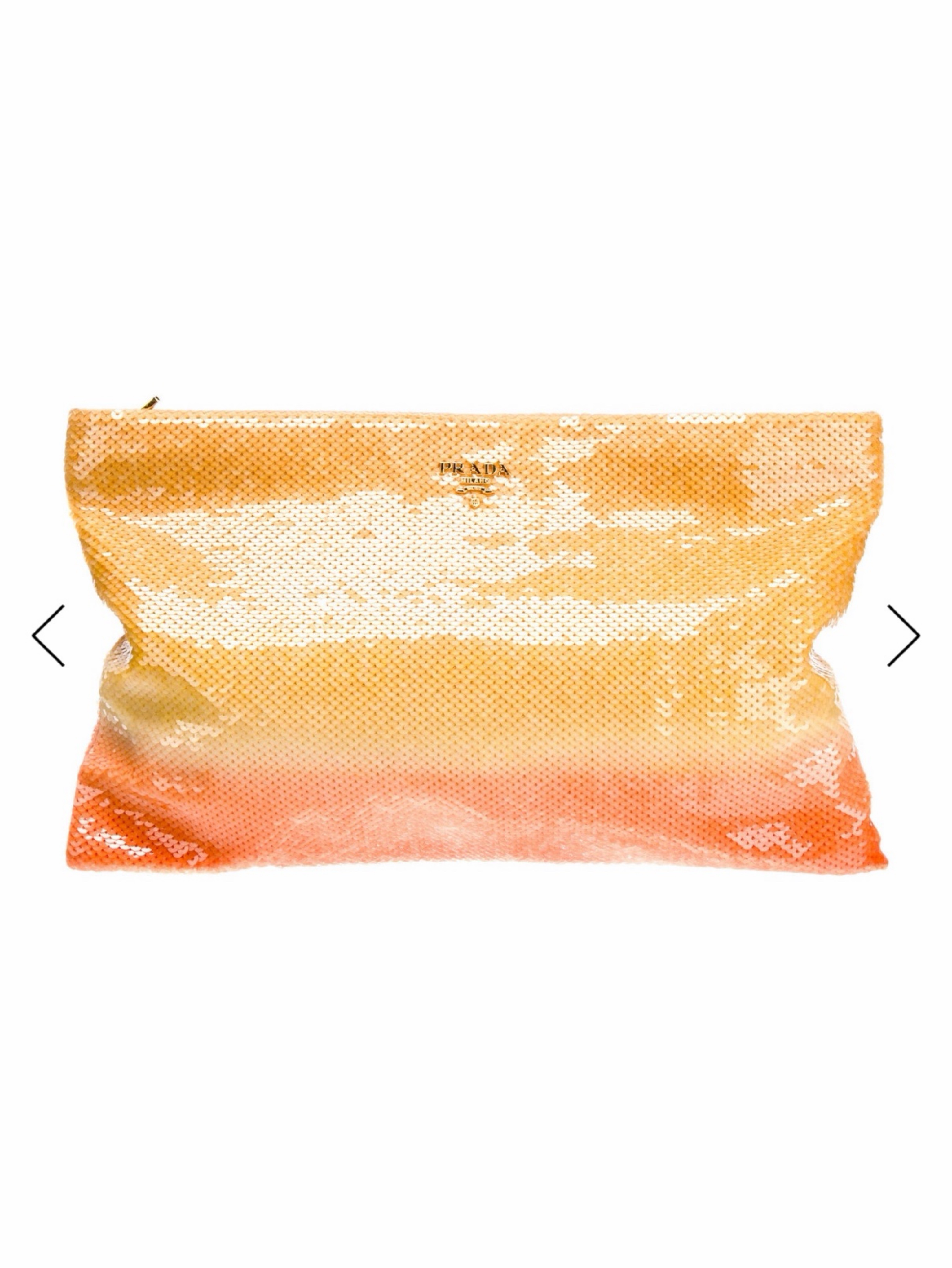 Prada Orange Sequin Clutch Pouch