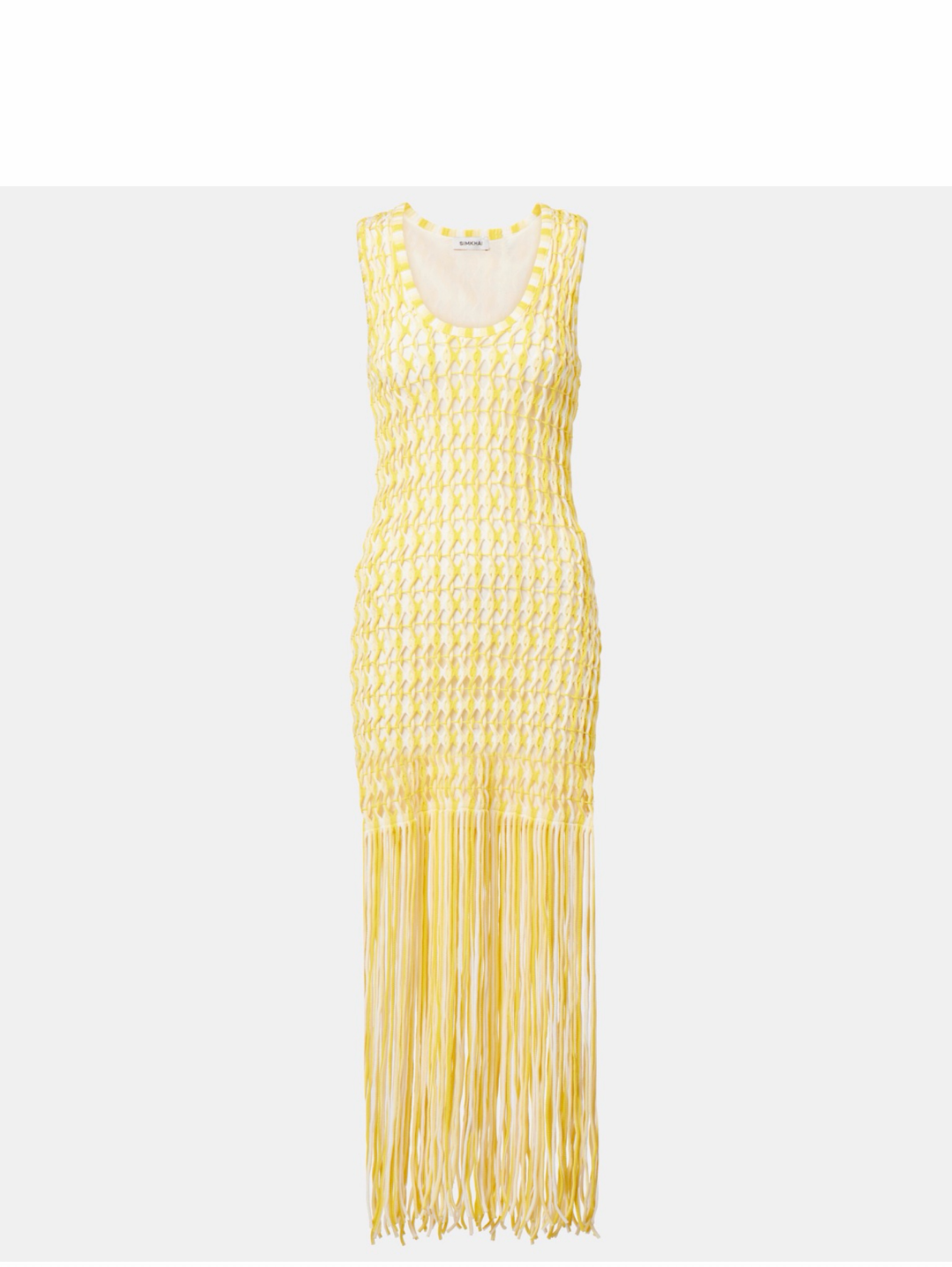 Yellow Knit Fringe Maxi Dress