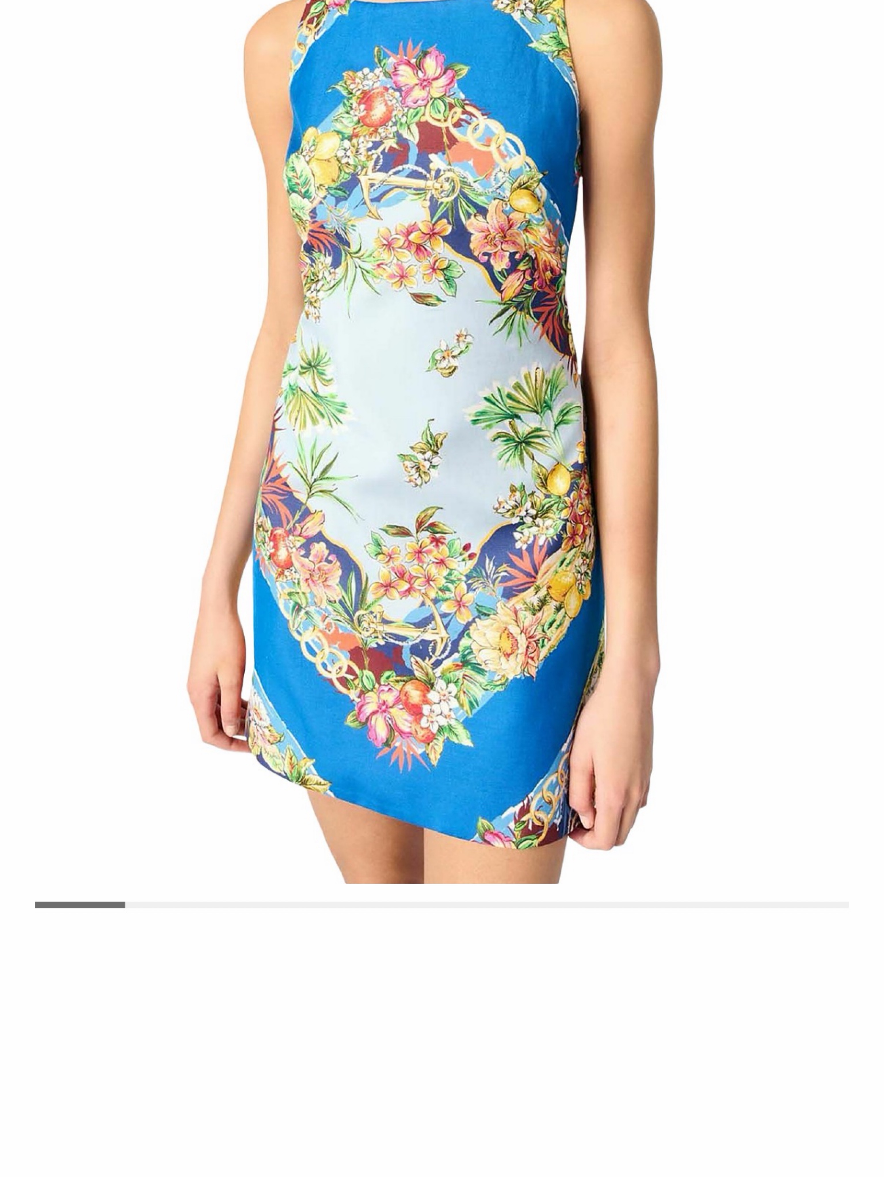 Blue Floral Print Mini Dress