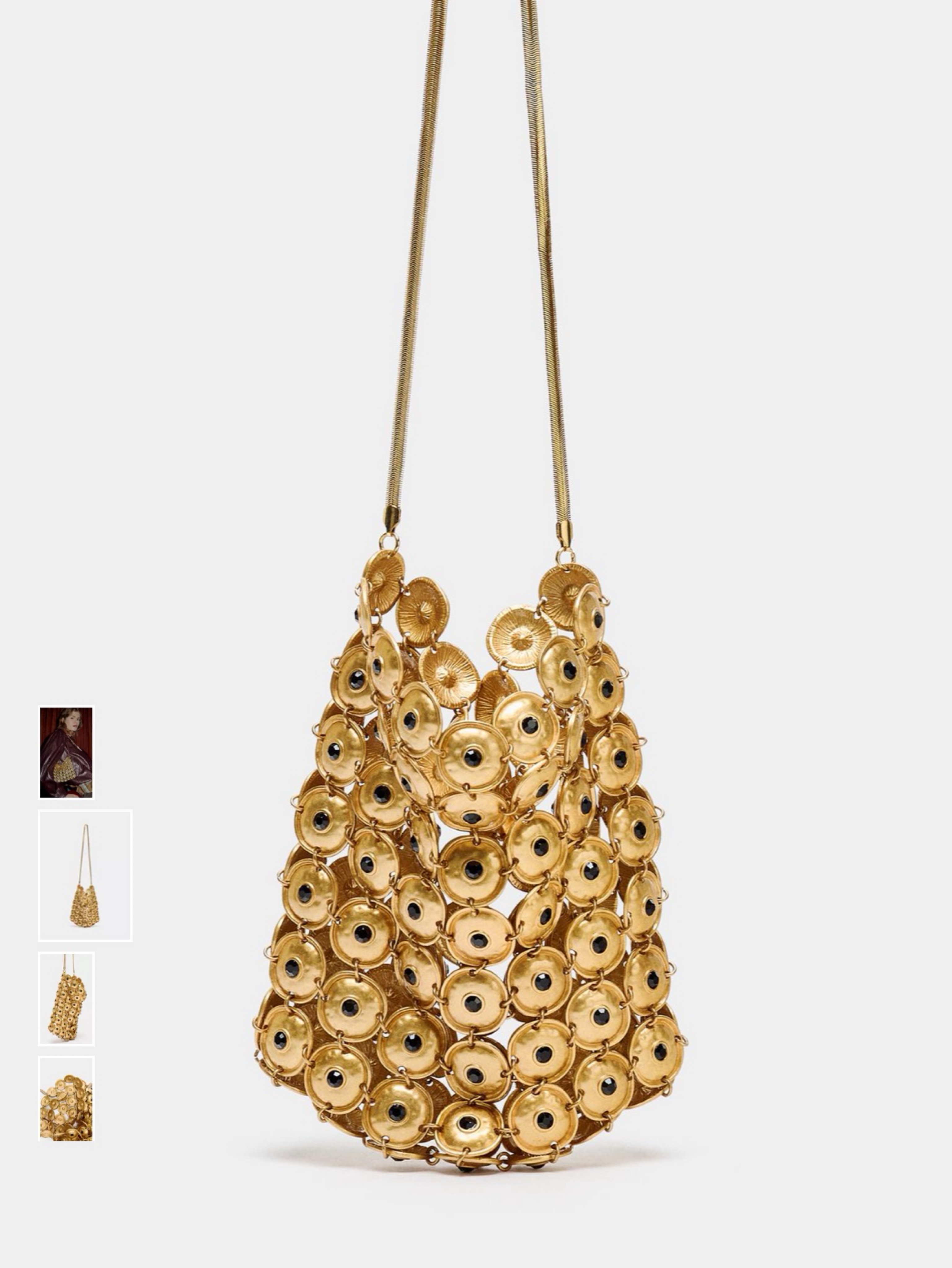 Gold Chain Mail Beaded Shoulder Bag