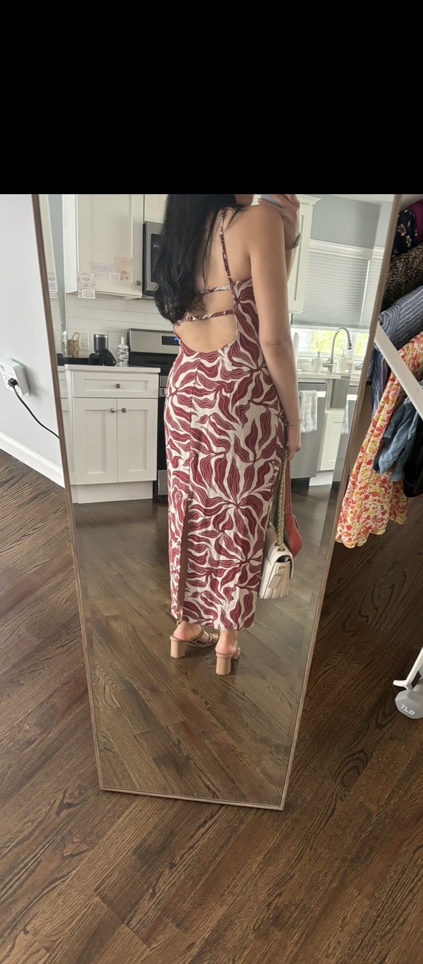 Zara Burgundy Cream Abstract Print Dress by ZARA - Pickle Zara Burgundy Cream Abstract Print Dress by ZARA - Pickle