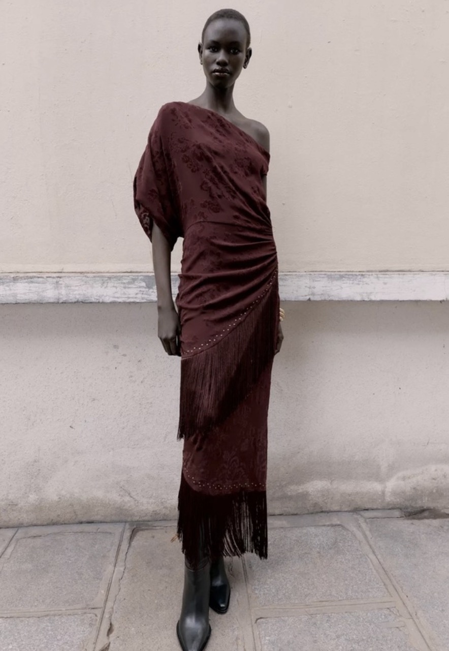 Zara Burgundy Fringe Dress by ZARA - Pickle
