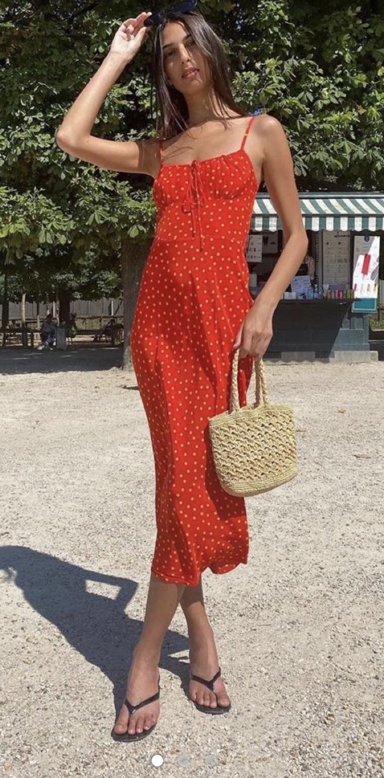 realisation par red polka dot dress Ralisation Par Valentina Ruffle Mini Dress - Rust Spot / Red Polka Dot XS