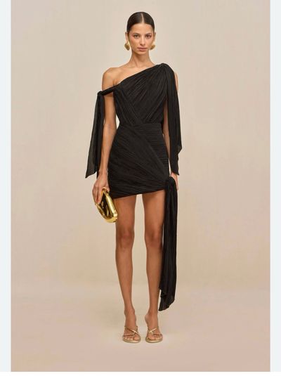 Black Pleated One-Shoulder Mini Dress by Cult Gaia | Pickle
