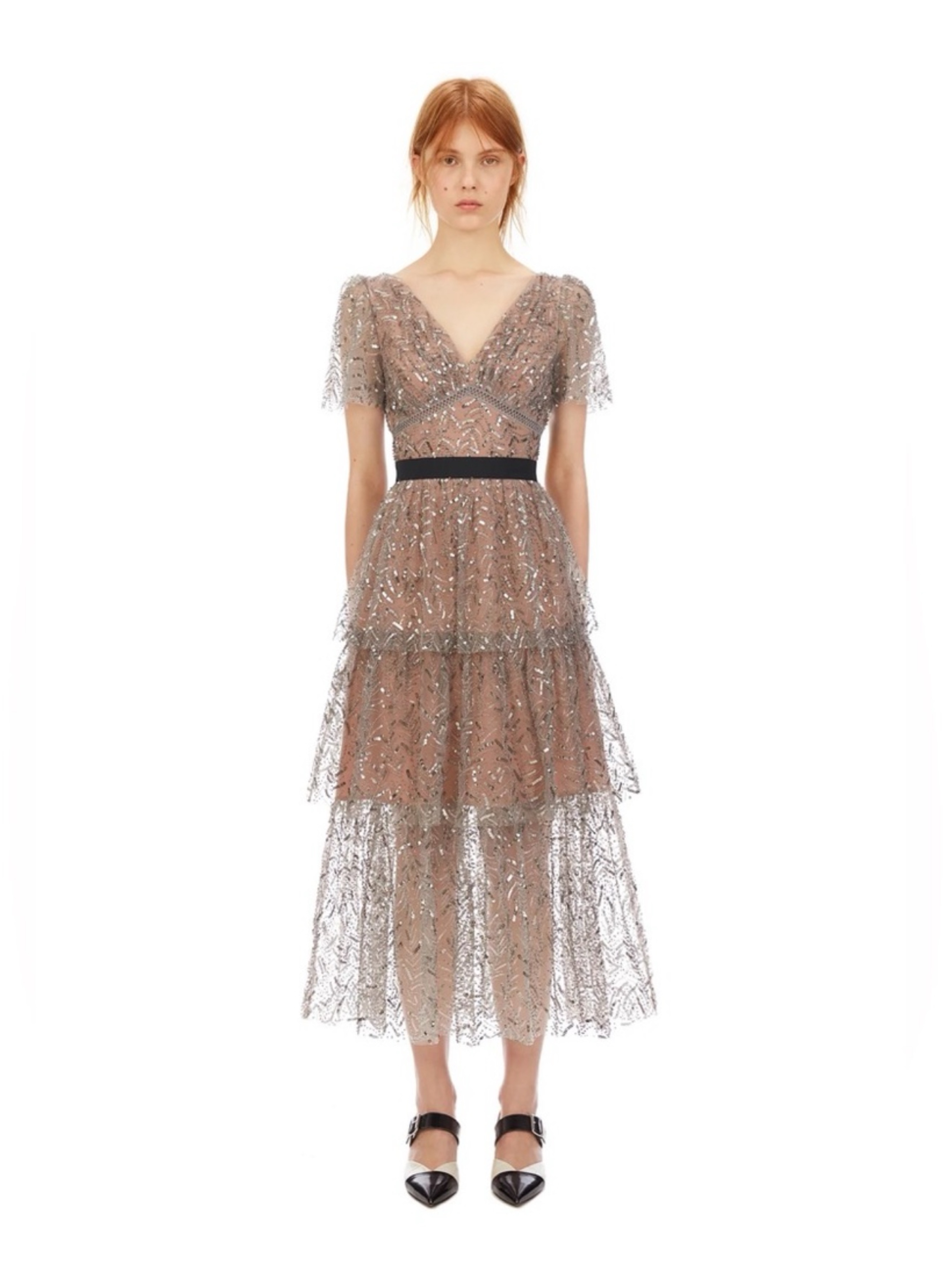 self portrait leaf sequin mini dress Self-Portrait Leaf Sequin Mini Dress in Gray