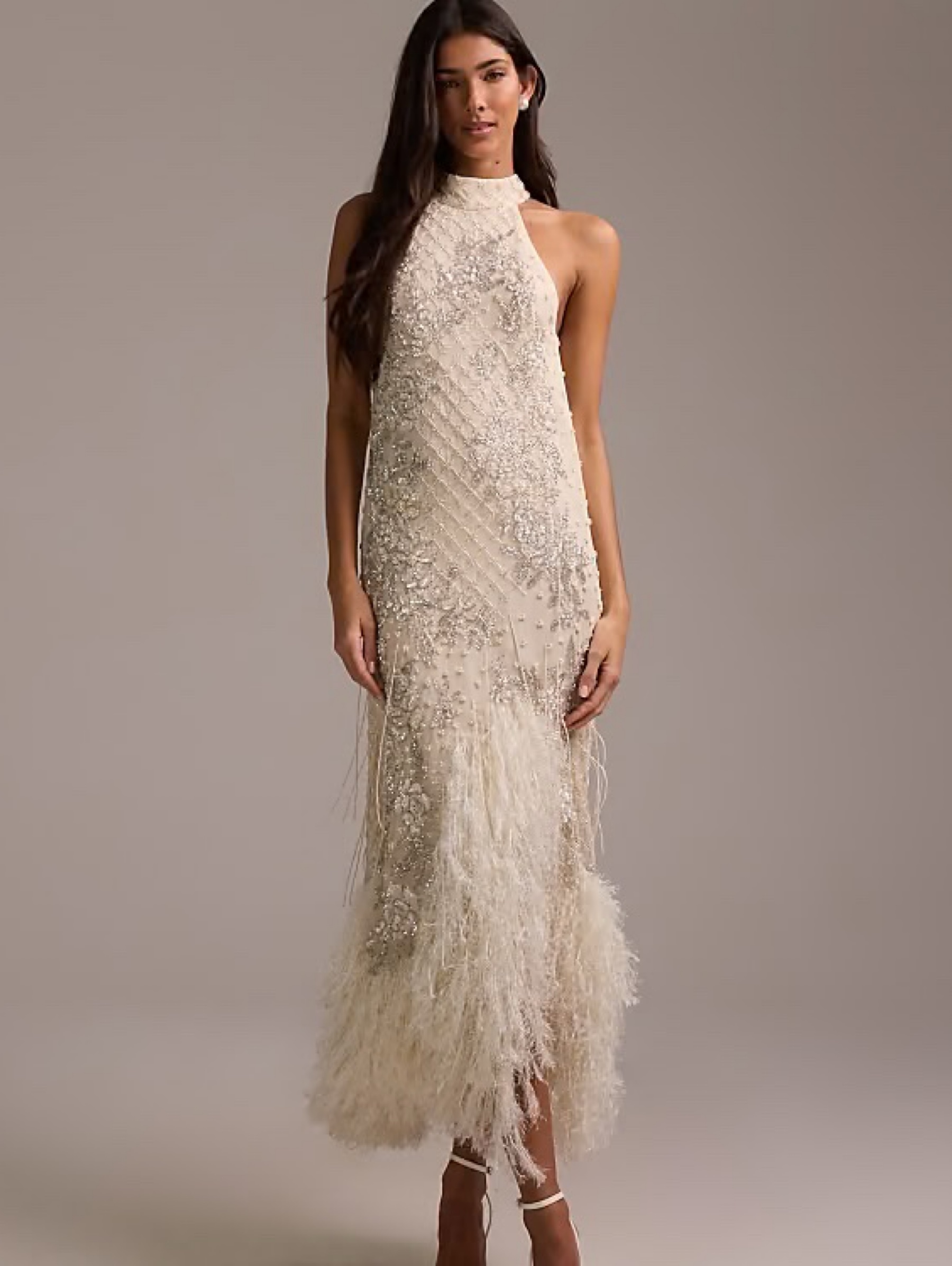 asos design fringe cowl halter maxi dress in purple Floral Embellished Ivory US 6 (SMALL/MEDIUM) by ASOS Graphic