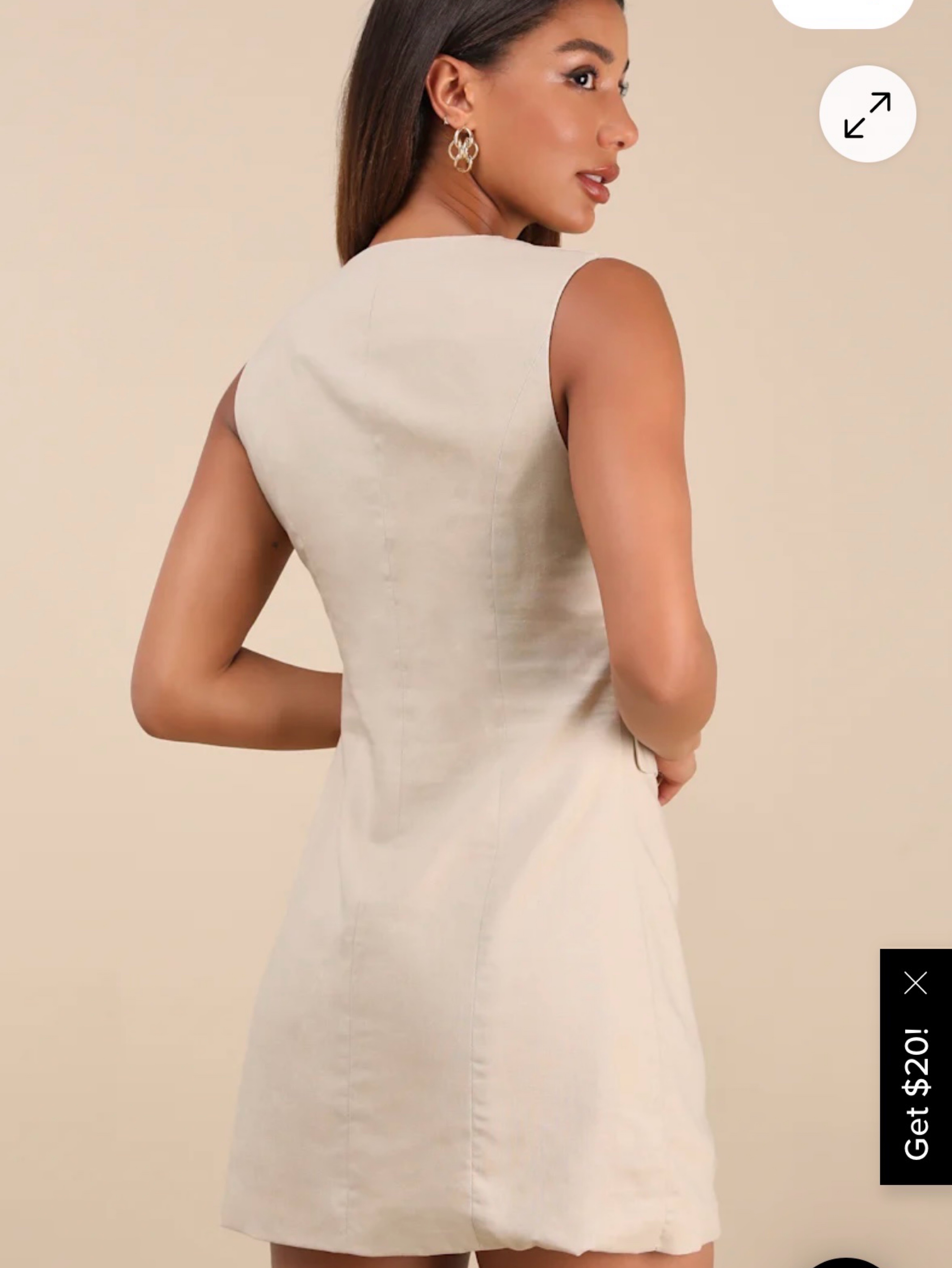 cream vest dress Layered Cream Vest & Skirt Dress with Pockets