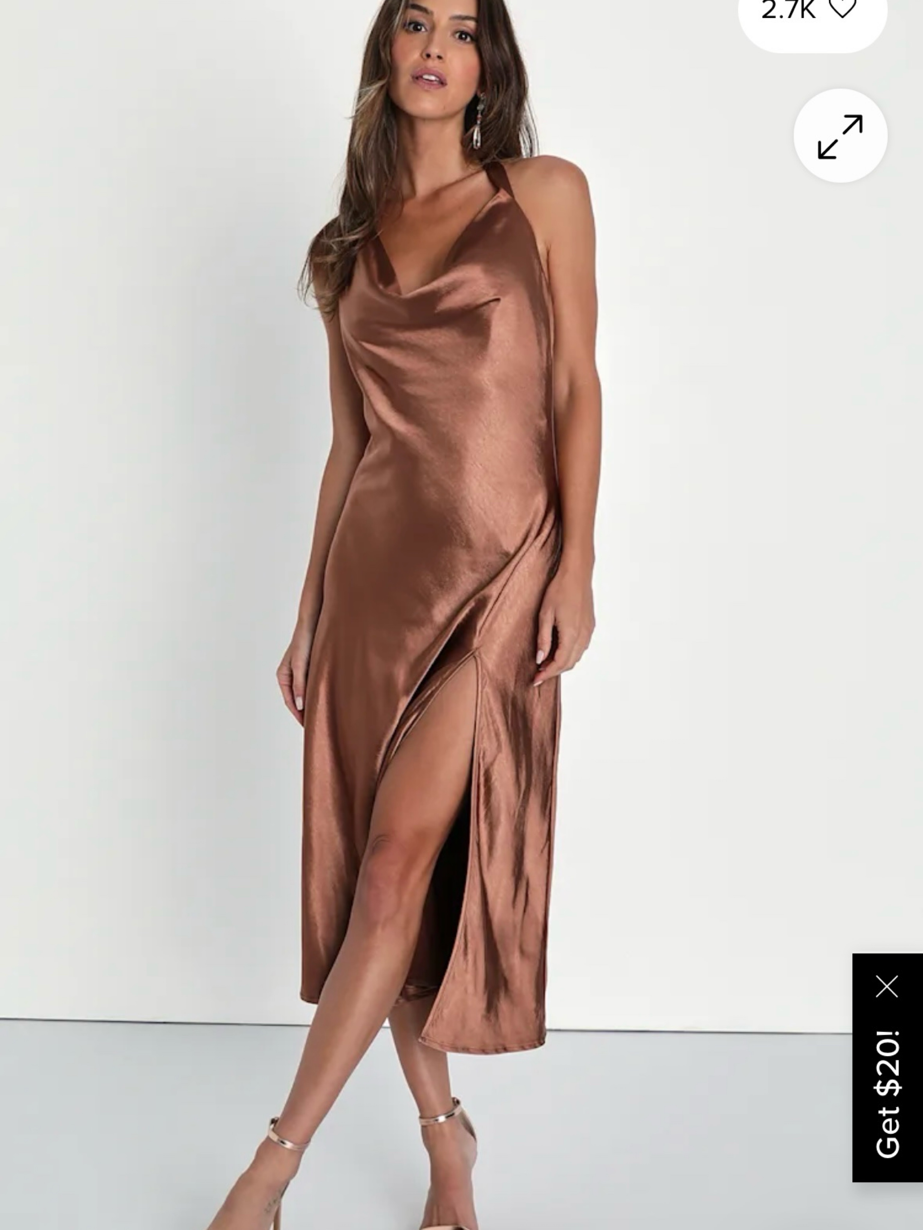 cognac satin dress Mary Satin Maxi Dress - Cognac