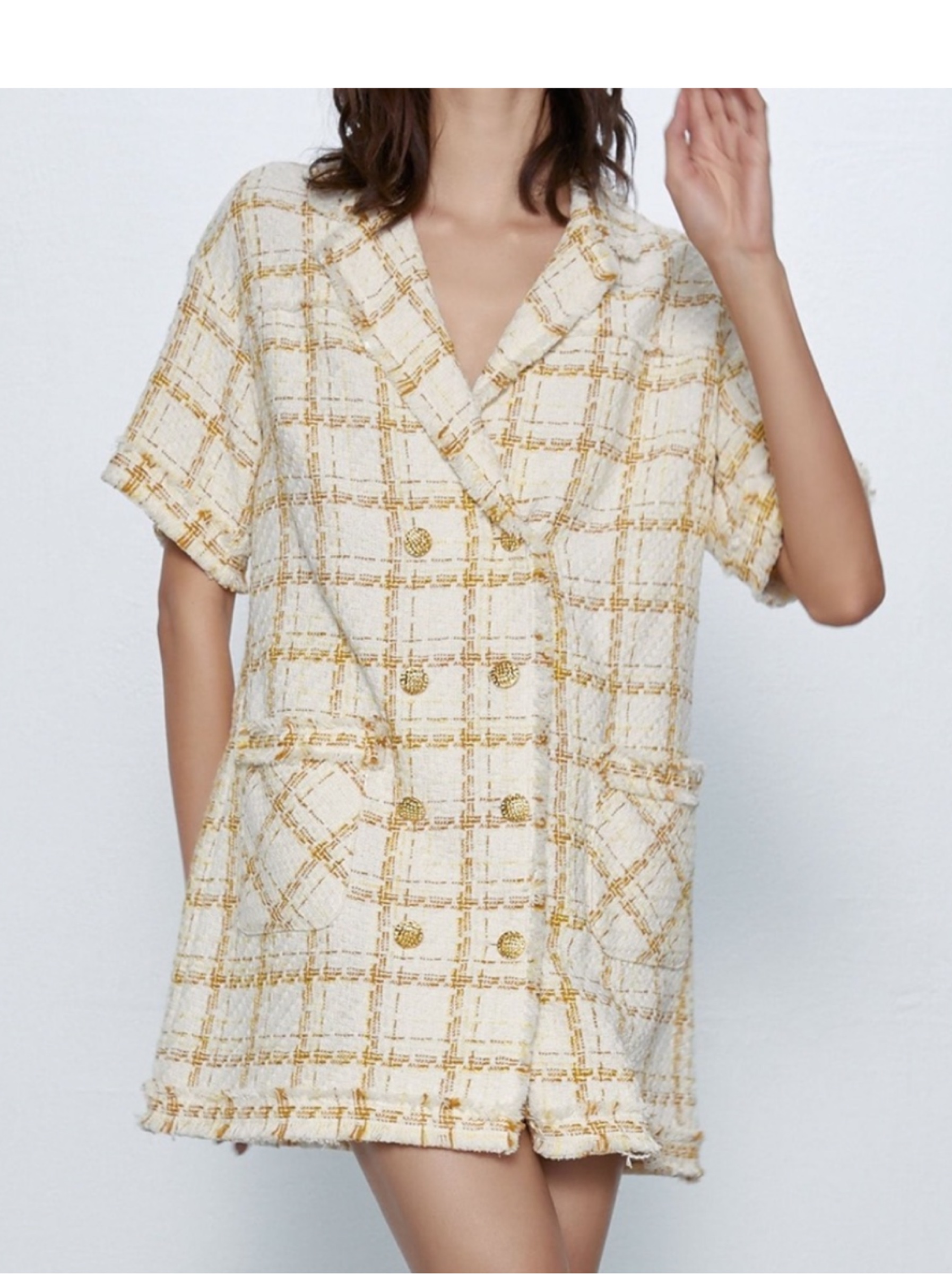 zara gold blazer dress Tweed Double Breasted by Zara Wrap dress