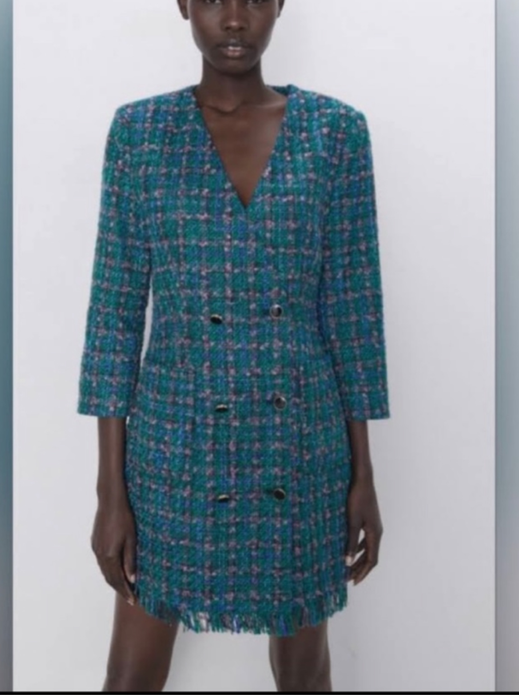 zara tweed dress green Double-Breasted Mini by Zara Maxi dress